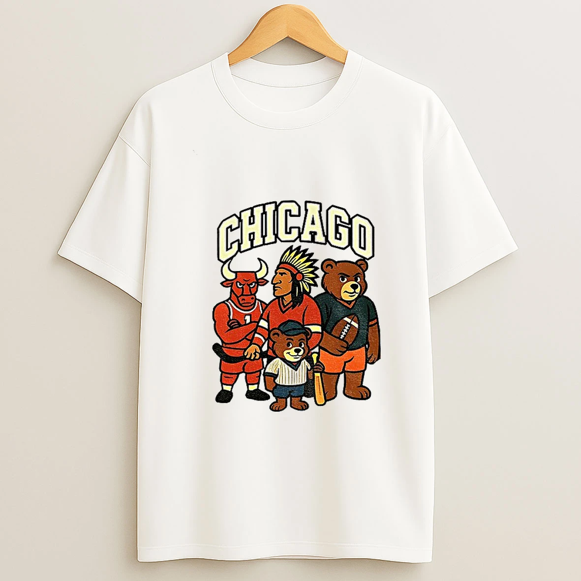Chicago Bulls Chicago Blackhawks Chicago Bears Chicago Cubs Chicago Team Mashup Mascot Tshirt Hoodie