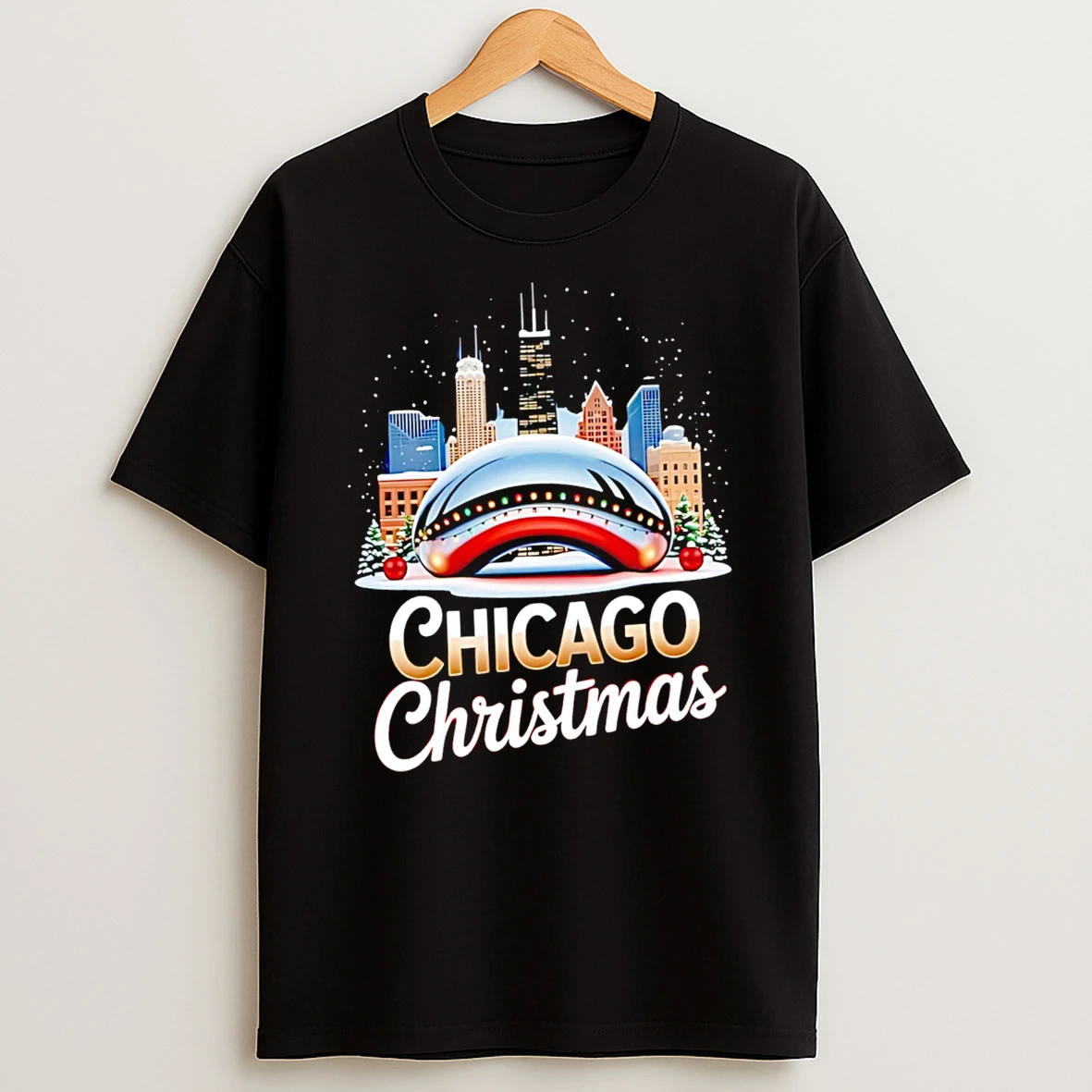 Chicago Christmas Cloud Gate The Bean City 2025 Tshirt Hoodie