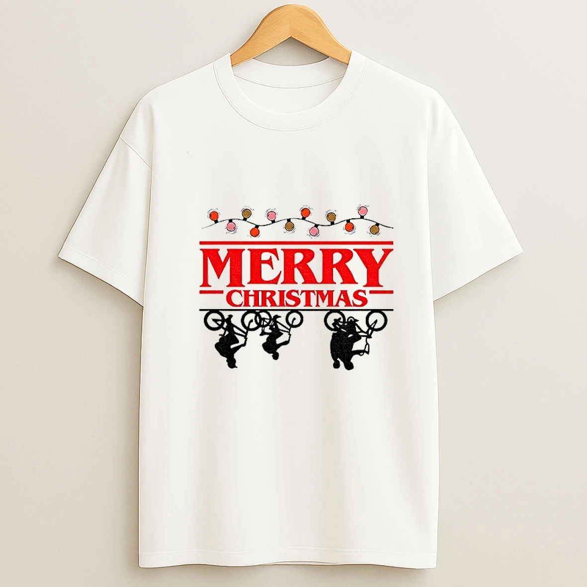 Christmas Bicycles Light Bulbs Merry Christmas 2025 Tshirt Hoodie