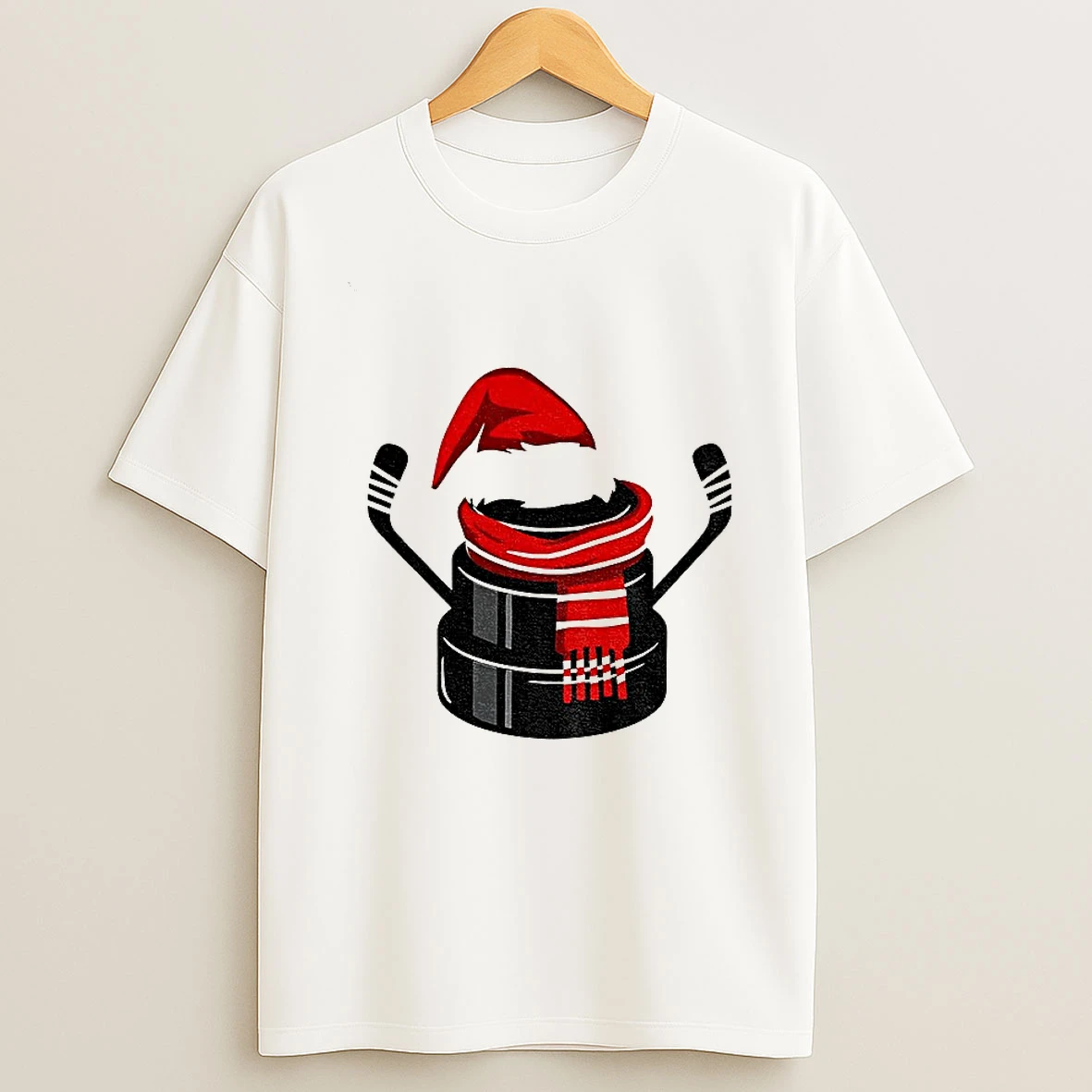 Christmas Hockey Puck Santa Hat Merry Christmas Tshirt Hoodie