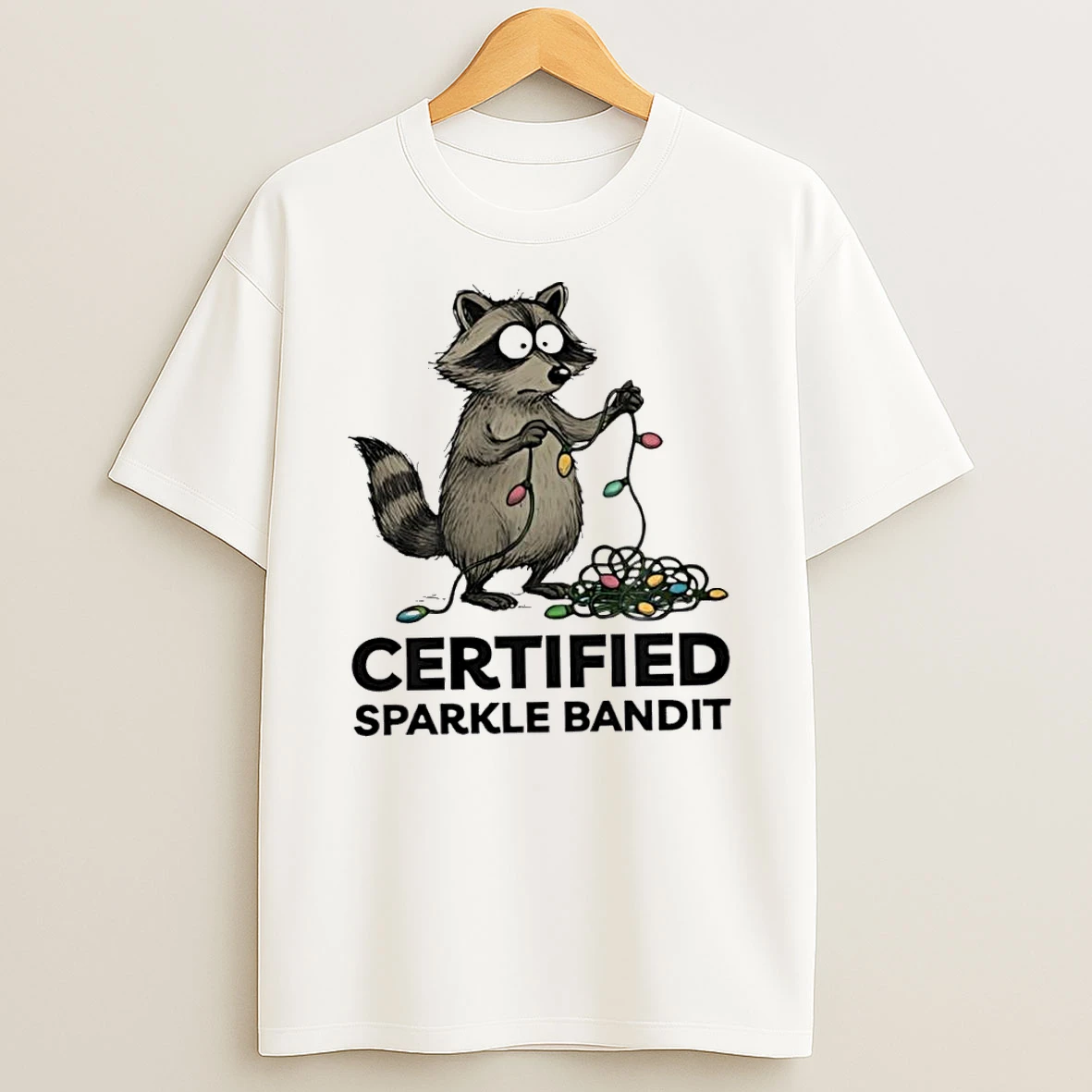 Christmas Raccoon Holiday Certified Sparkle Bandit Tshirt Hoodie