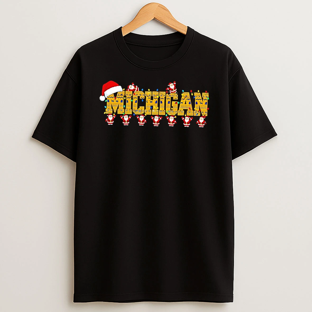Christmas Santa Hat Michigan Football Nfl Tshirt Hoodie