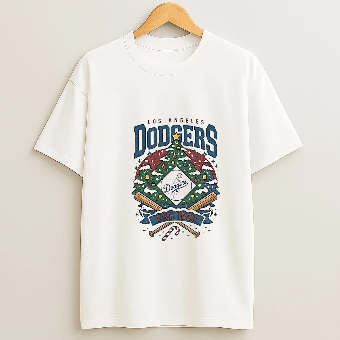 Christmas Tree Los Angeles Dodgers Mlb Baseball Est 1883 Merry Christmas Tshirt Hoodie