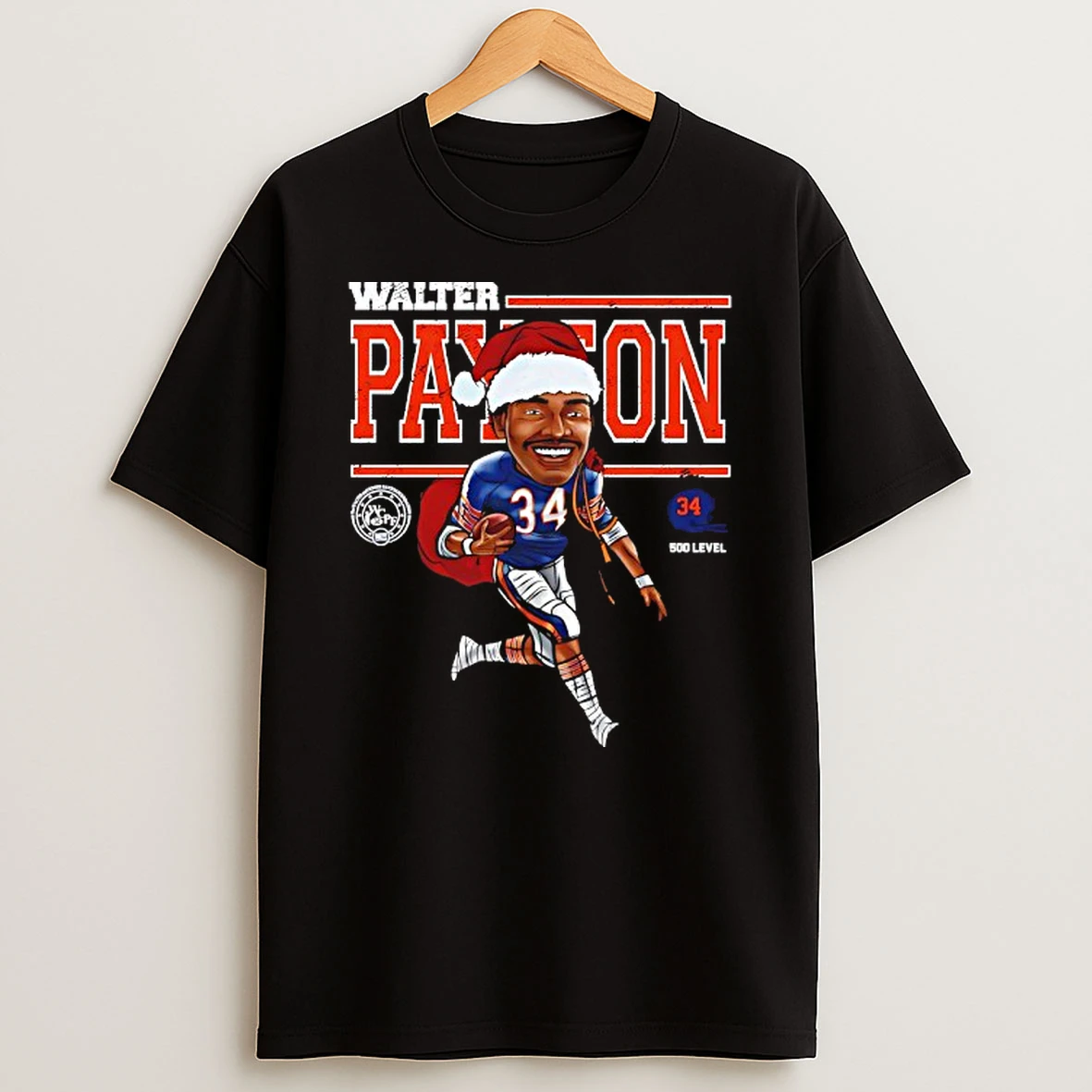 Christmas Walter Payton With Santa Hat Chicago Bears Caricature Signature Tshirt Hoodie