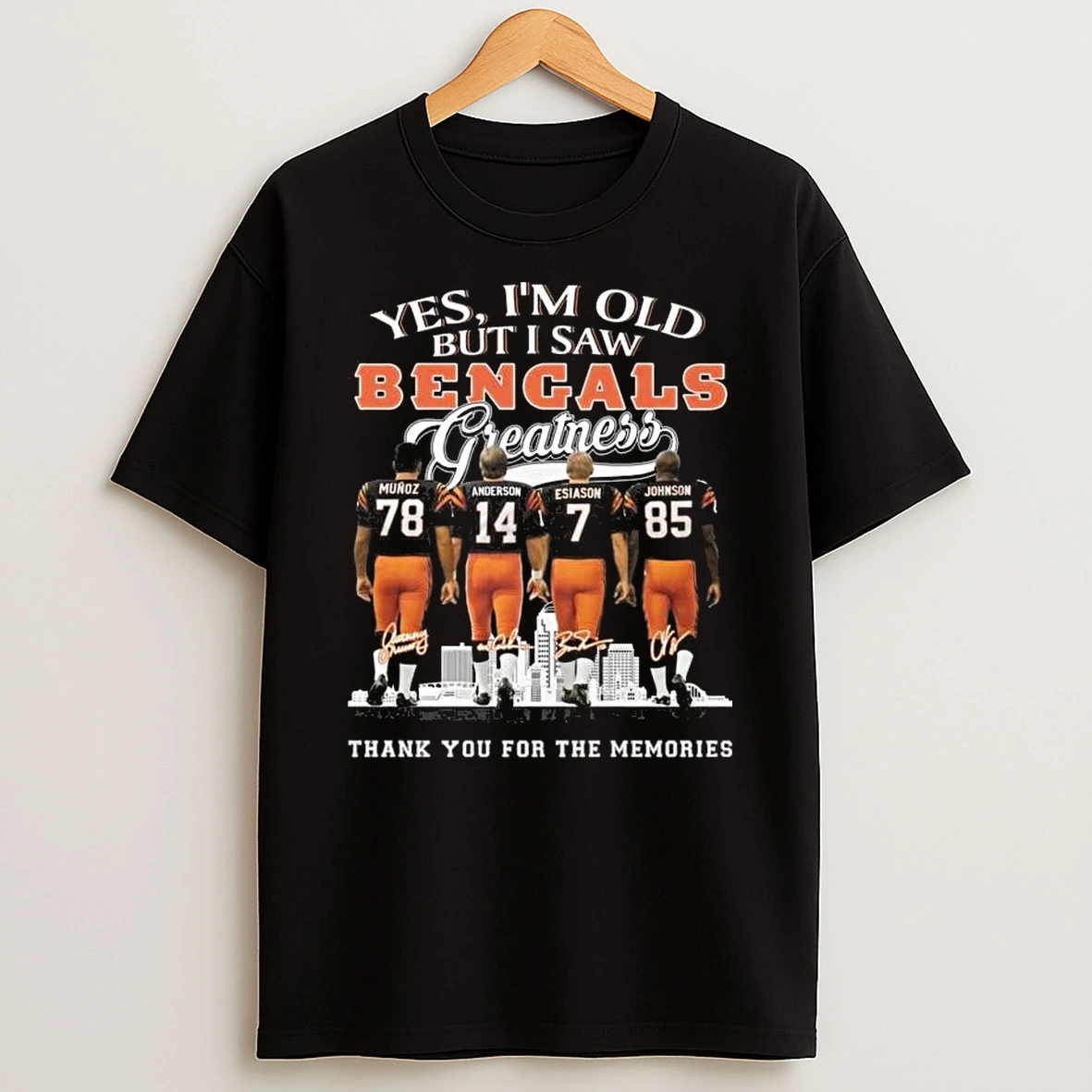 Cincinnati Bengals Greatness 2025 Munoz Anderson Esiason Johnson Signatures Thank You For The Memories Tshirt Hoodie