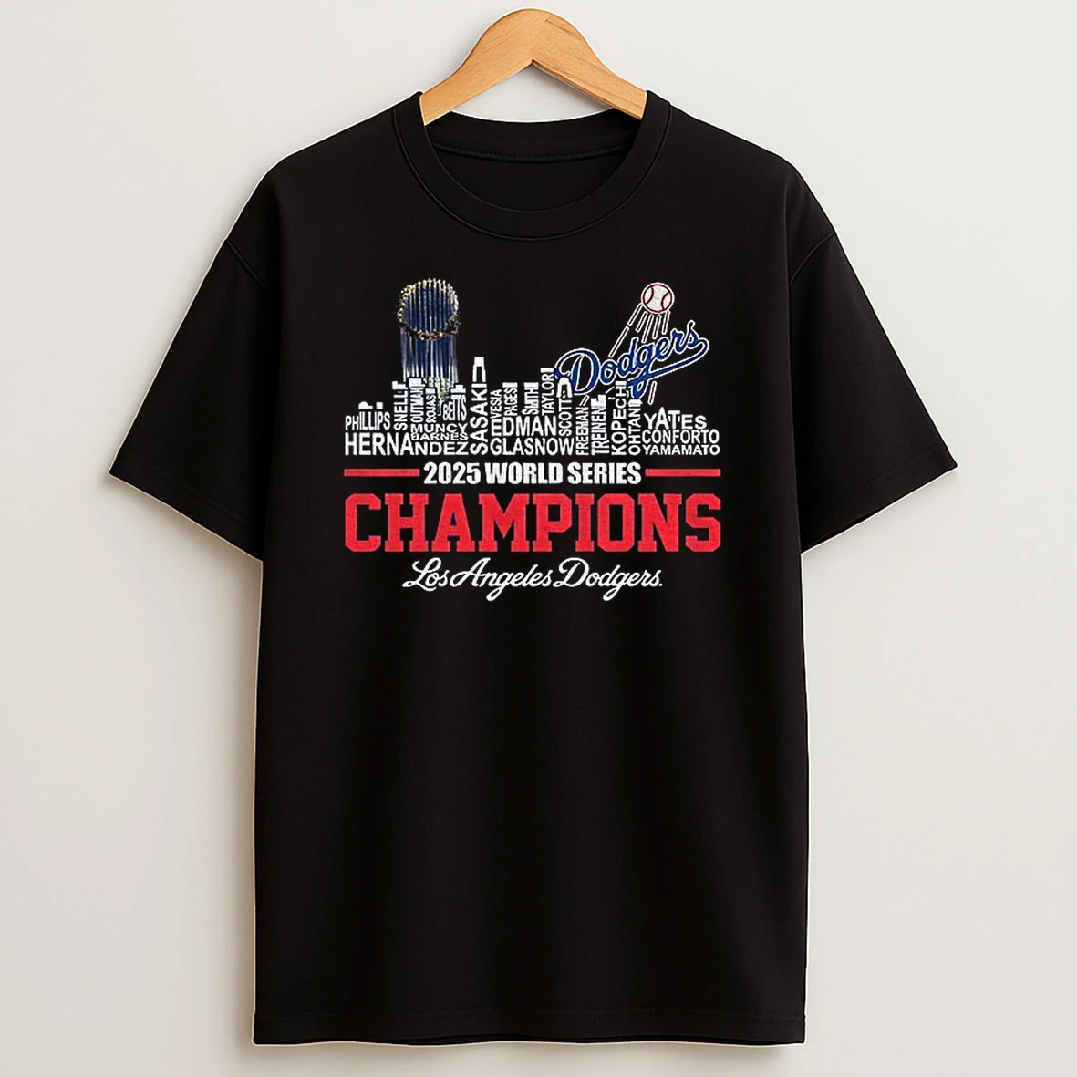 City Skyline 2025 World Series Champs Los Angeles Dodgers Mlb Baseball Tshirt Hoodie