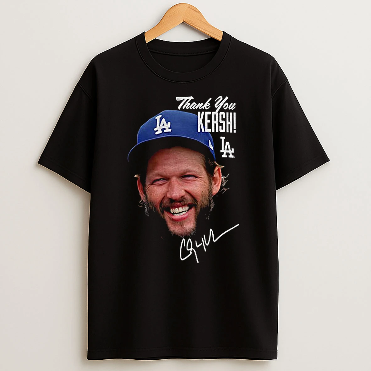 Clayton Kershaw Los Angeles Dodgers New Era Retirement Photo Thank You Kershi Signature Tshirt Hoodie