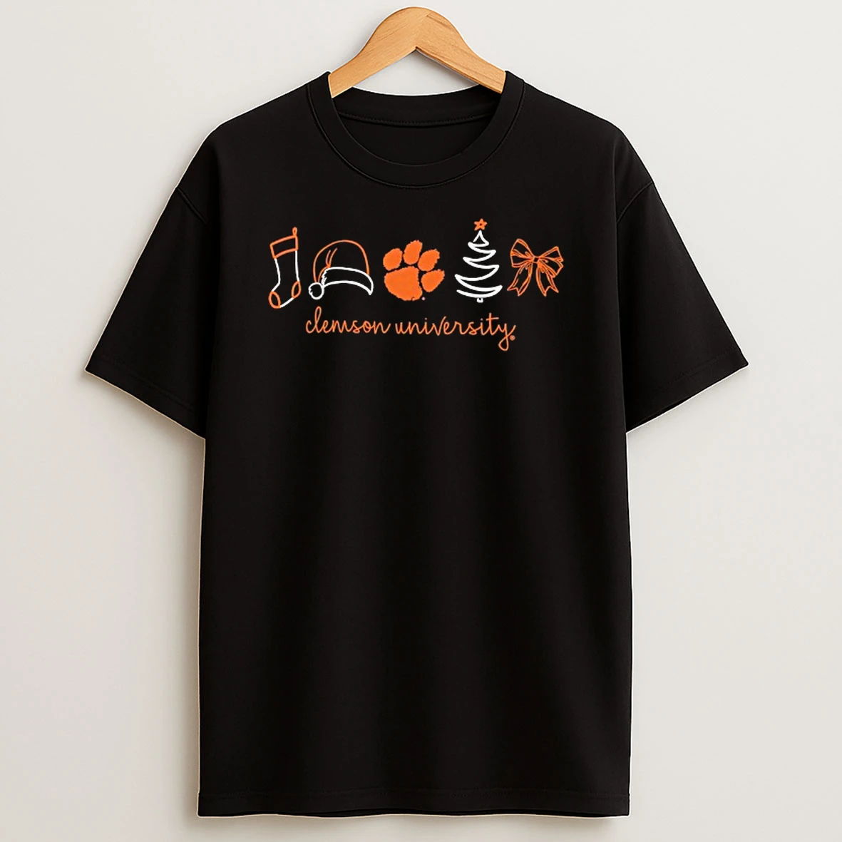Clemson Tigers Christmas Sock Hat Tree Bow Elements Tshirt Hoodie