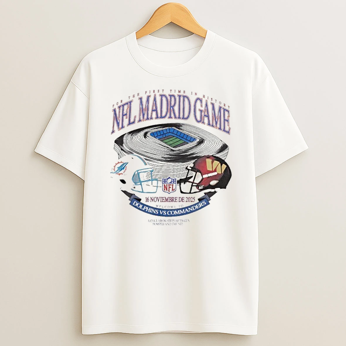 Commanders Vs Dolphins For The First Time In History Nfl Madrid Game Tshirt Hoodie