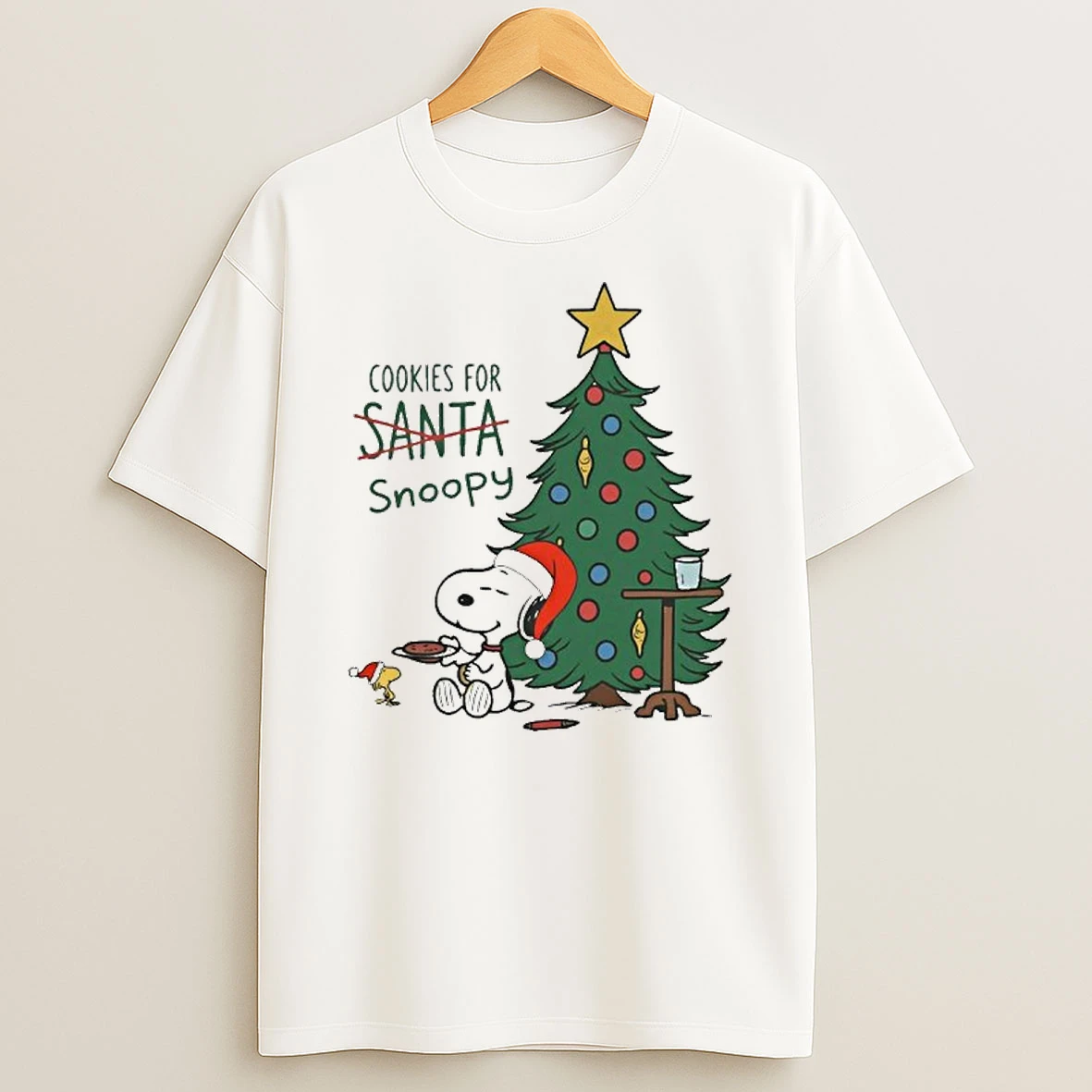 Cookies For Santa Snoopy Tree Christmas Tshirt Hoodie