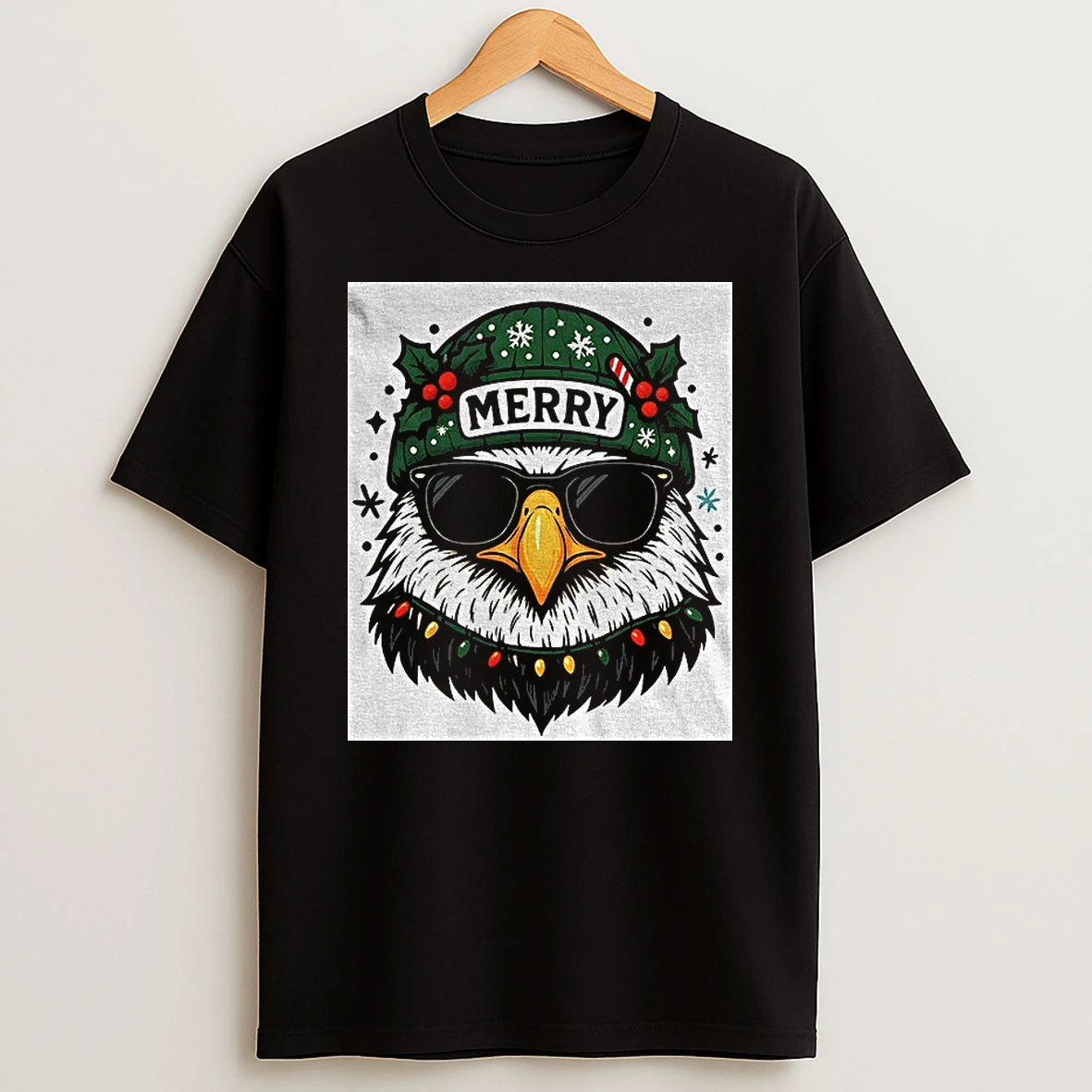 Cool Sunglasses Eagle Head Merry Eagles Christmas Nfl Tshirt Hoodie
