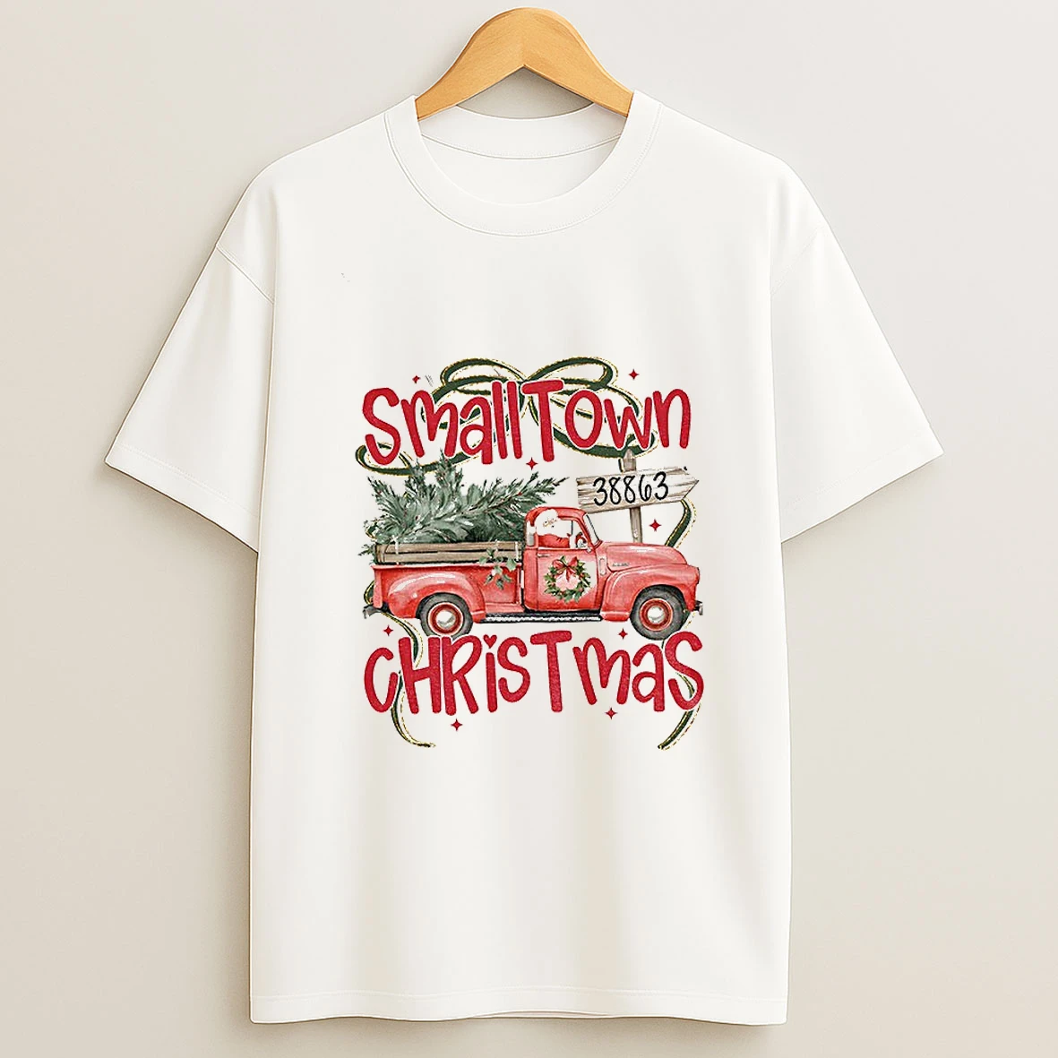 Coquette Christmas Tree Truck Small Town Christmas 2025 Tshirt Hoodie