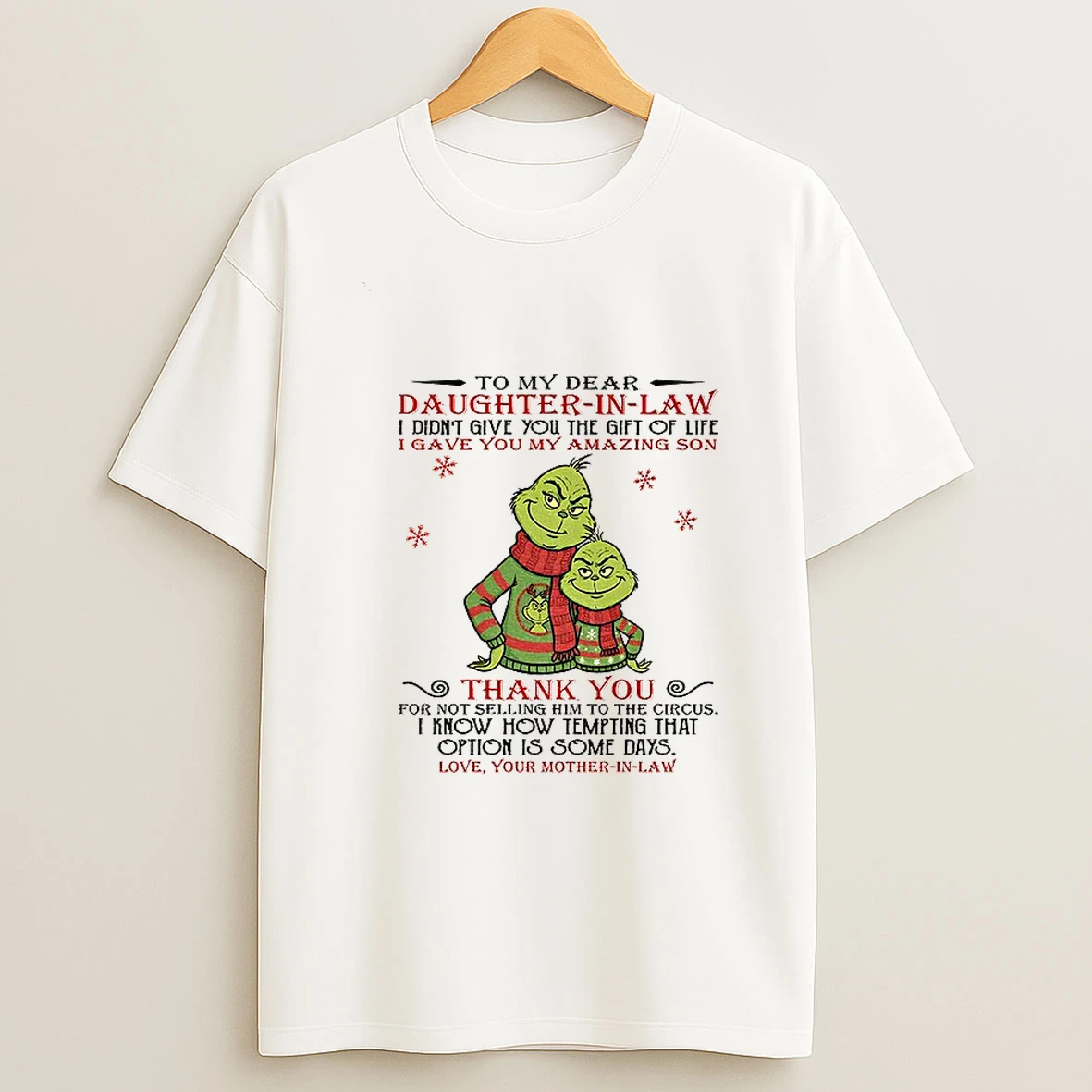 Couple Grinch Santa To My Dear Daughter In Law I Didnt Give You The Gift Of Life Christmas Tshirt Hoodie