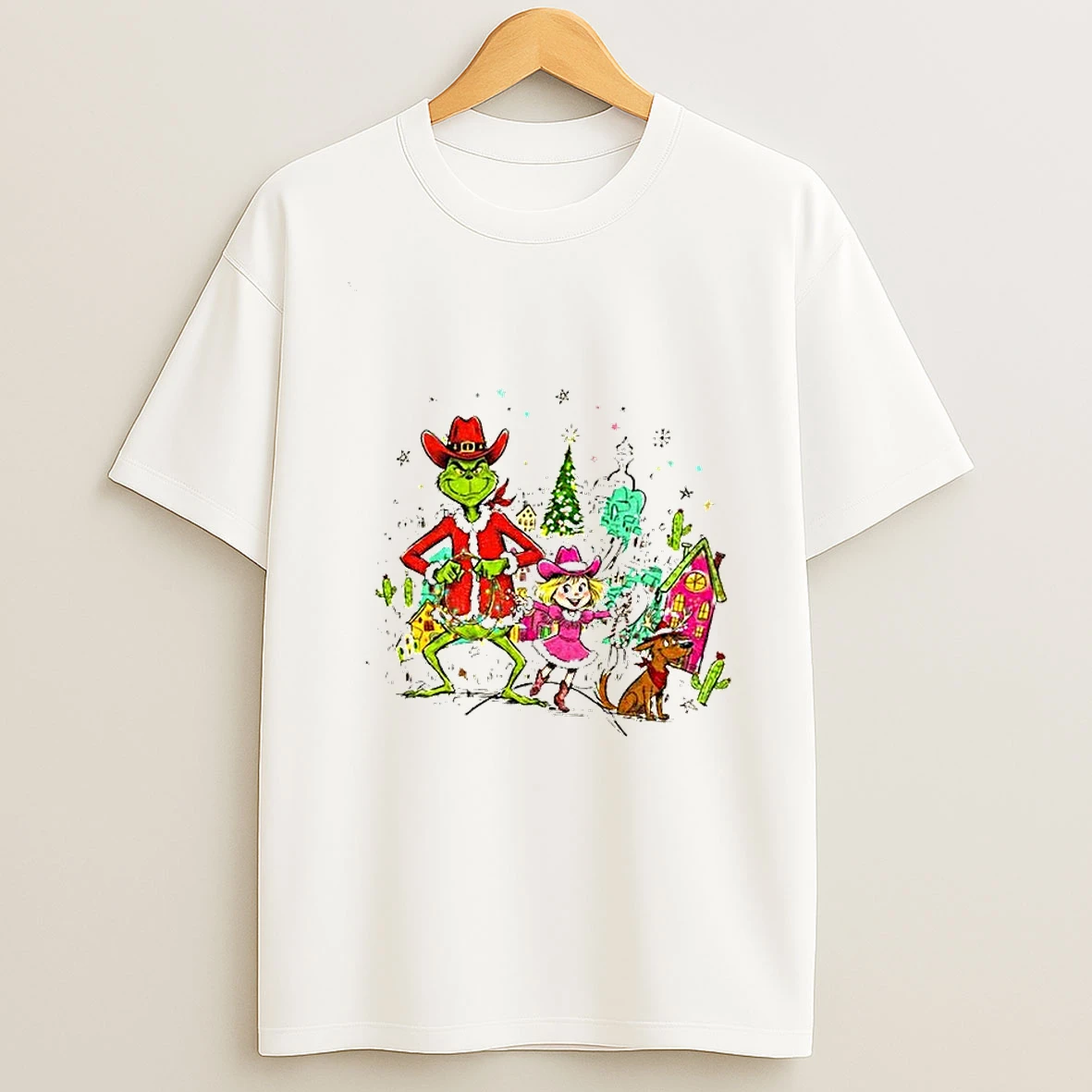 Cowgirl Cindy Lou And Max Western Grinch Christmas Tshirt Hoodie