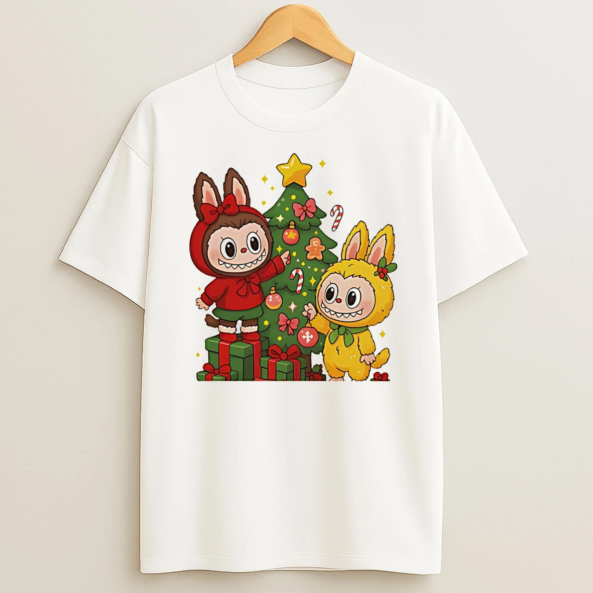 Cute Bunny Character Labubu Christmas Tshirt Hoodie