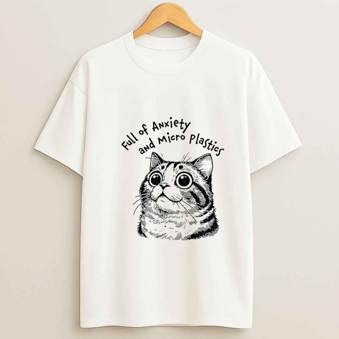 Cute Cat Full Of Anxiety And Micro Plastics Vintage Tshirt Hoodie