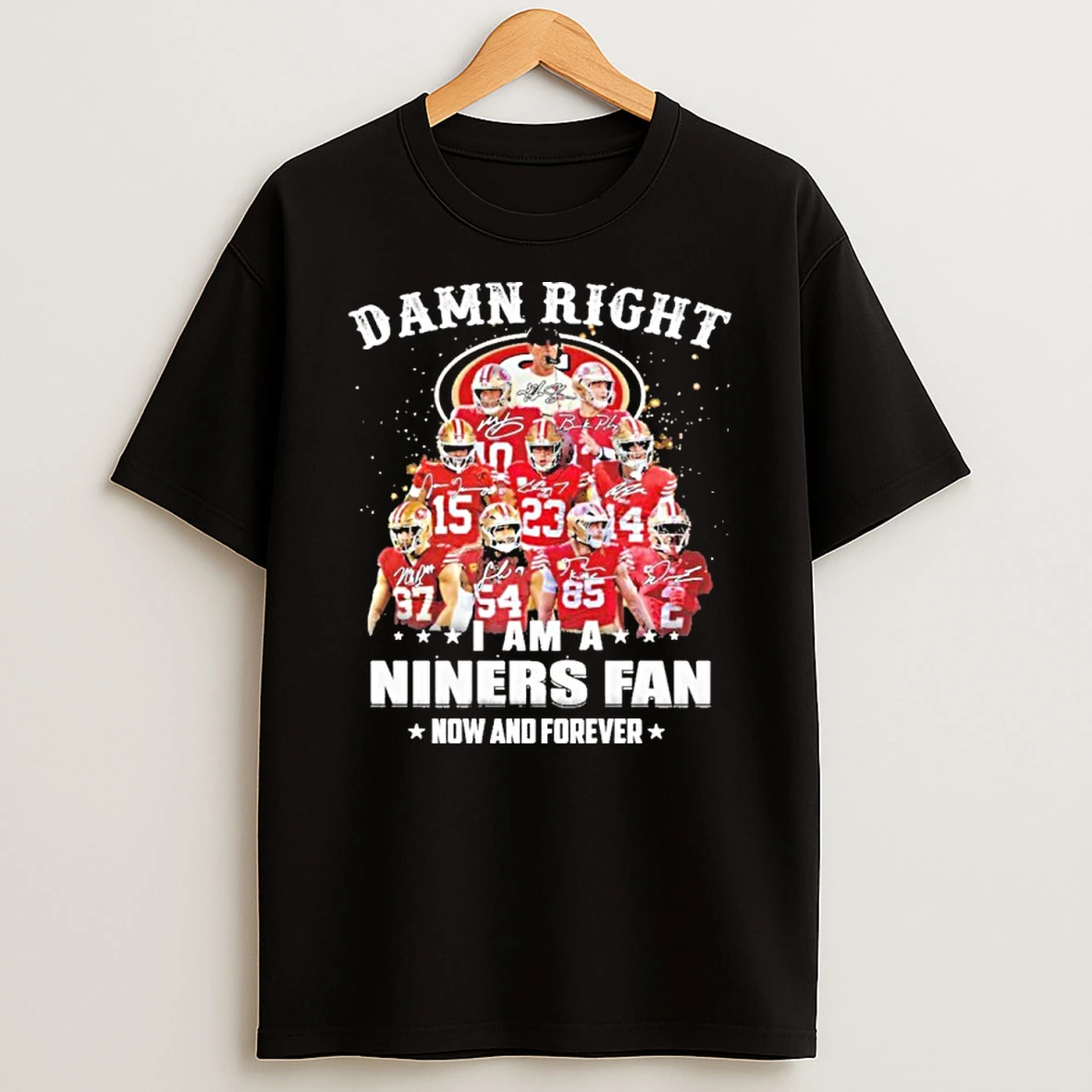 Damn Right Team Player Tree Christmas I Am A Niners Fan Now And Forever Tshirt Hoodie