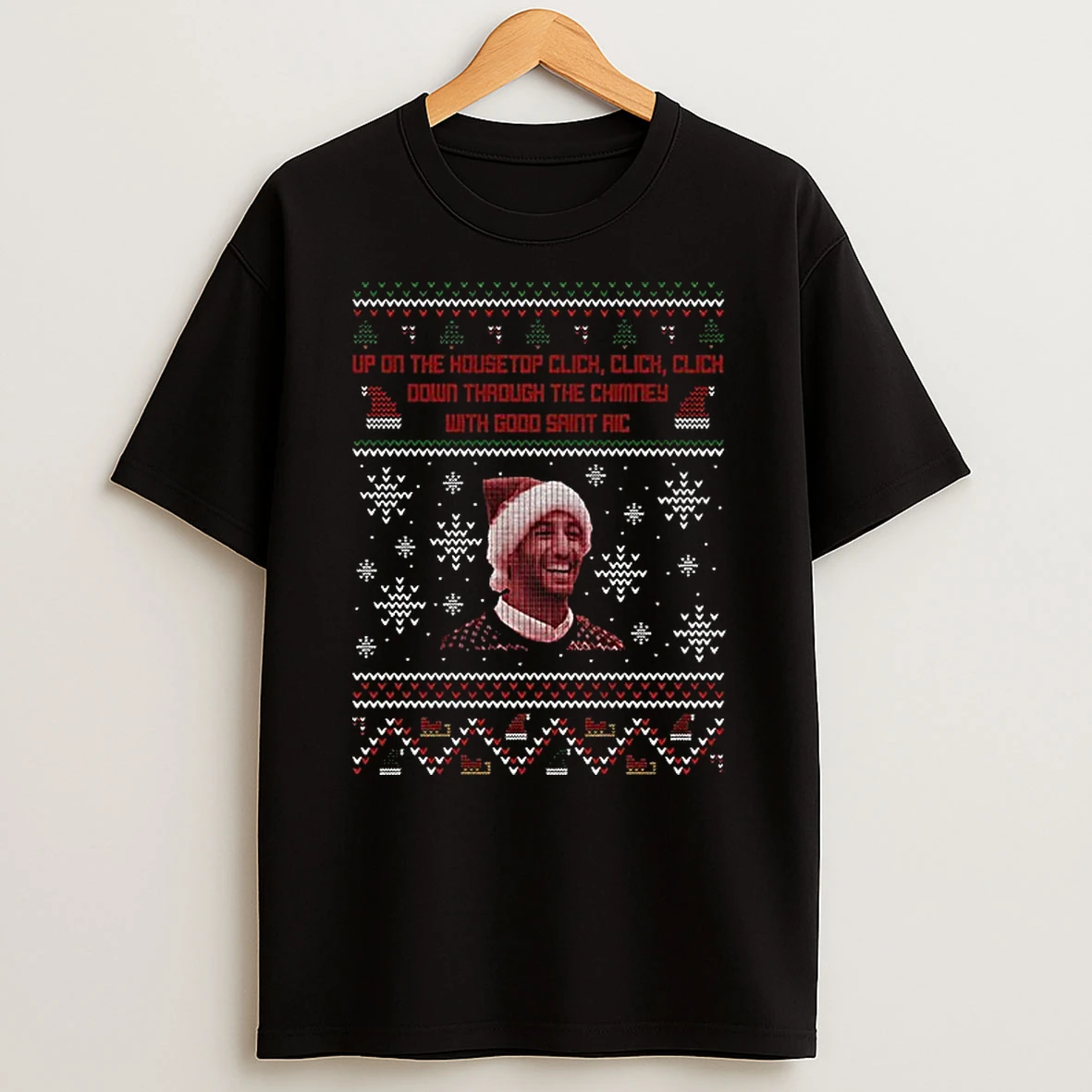 Daniel Ricciardo Up On The Housetop Click Click Click Down Through The Chimney With Good Saint Ric Merry Christmas Tshirt Hoodie