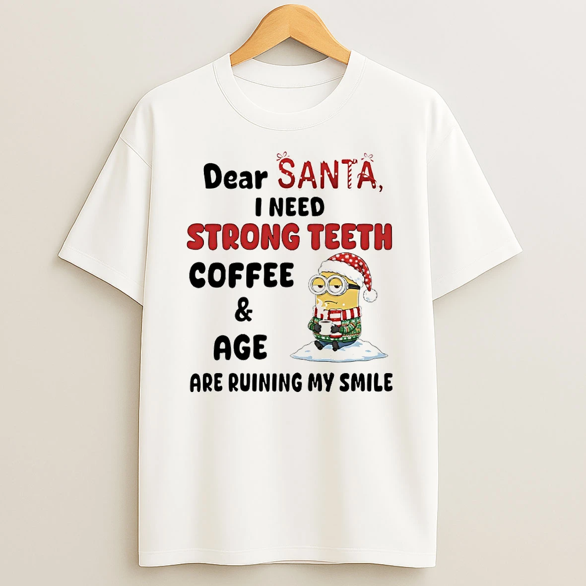 Dear Santa I Need Strong Teeth Coffee And Age Are Ruining My Smile Circle Tshirt Hoodie