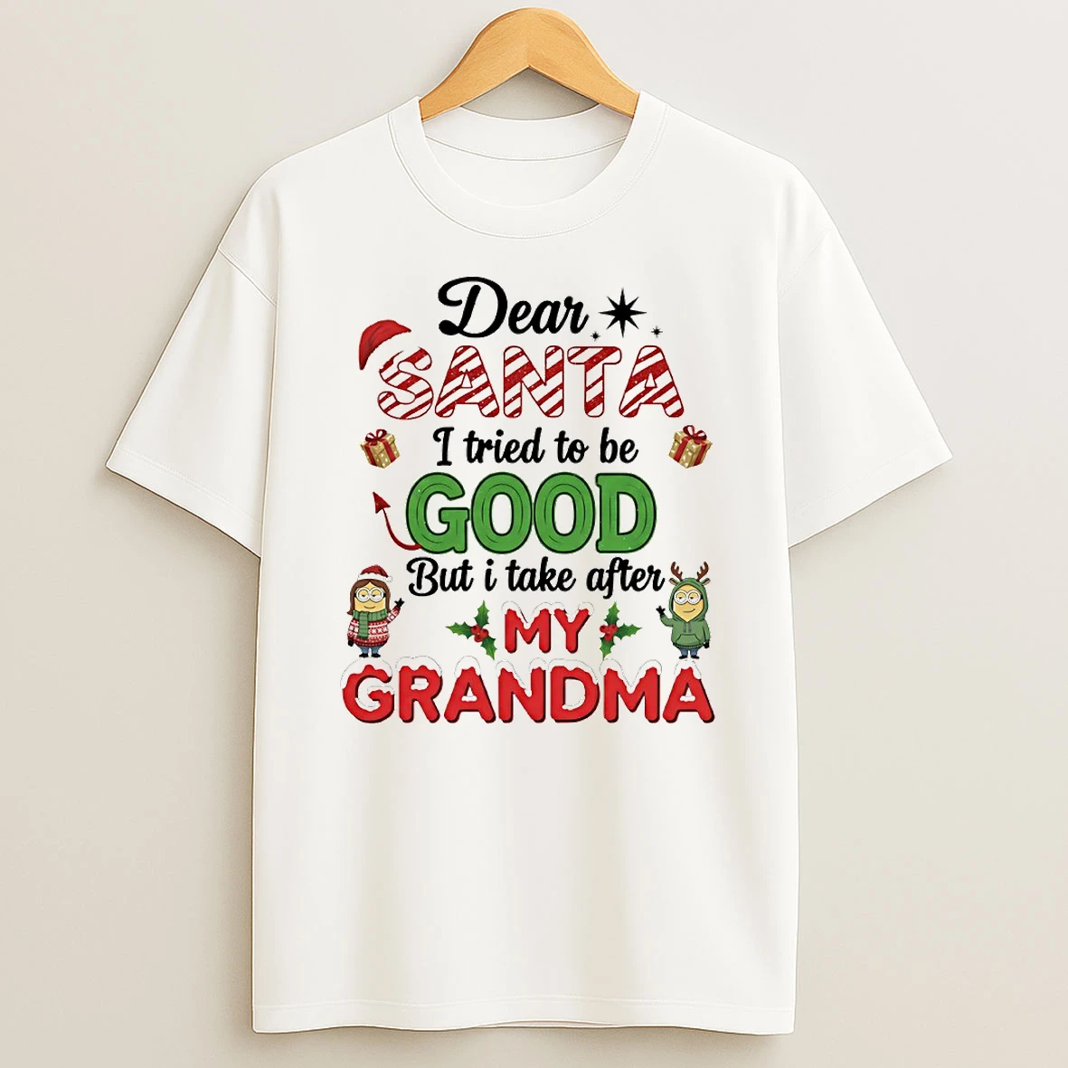 Dear Santa I Tried To Be Good But I Take After My Grandma Circle Tshirt Hoodie