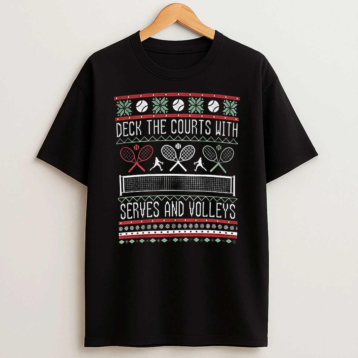 Deck The Courts With Serves And Volleys Tennis Christmas Tshirt Hoodie