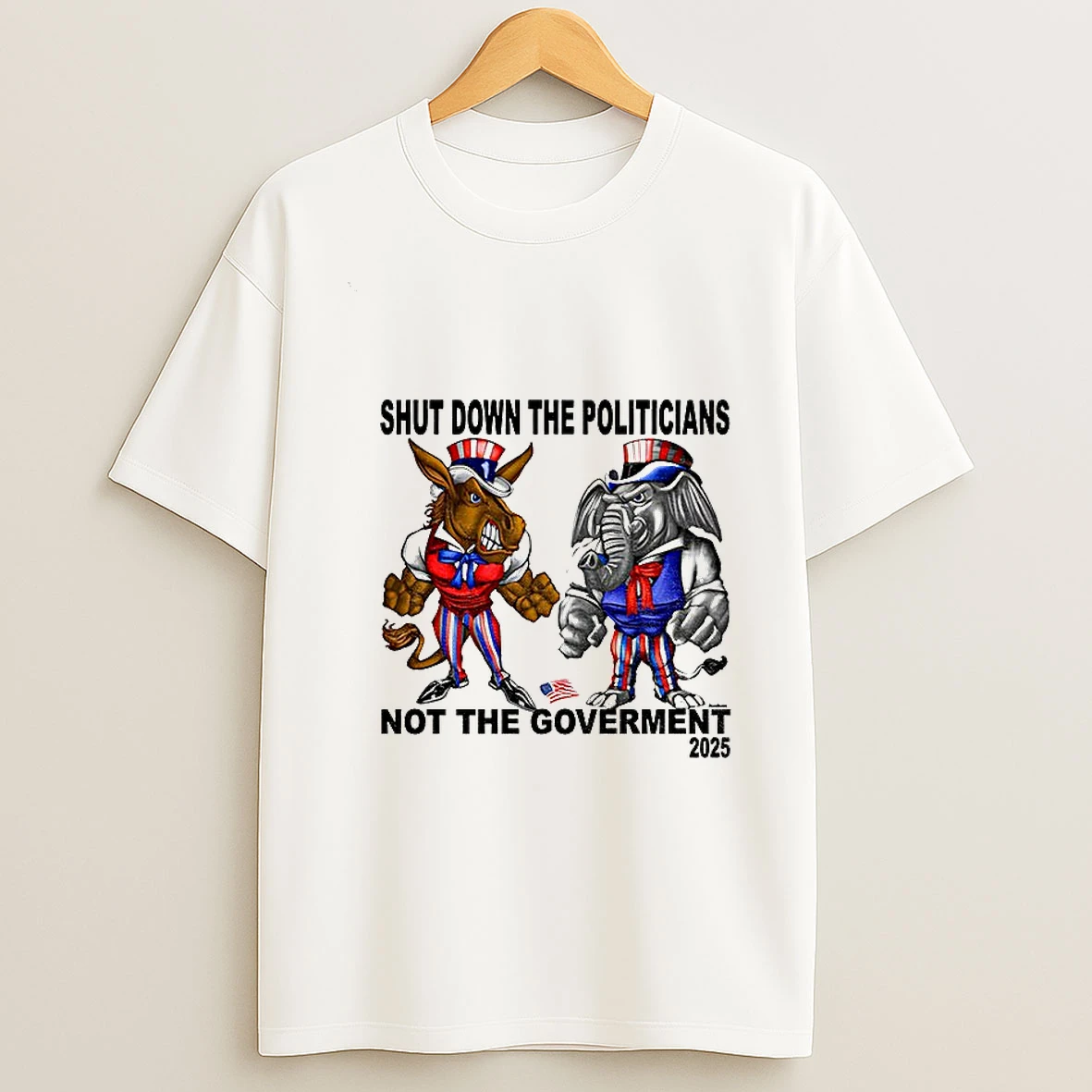 Democrat Donkey And Republican Elephant 2025 Shutdown The Politicians Not The Government Tshirt Hoodie