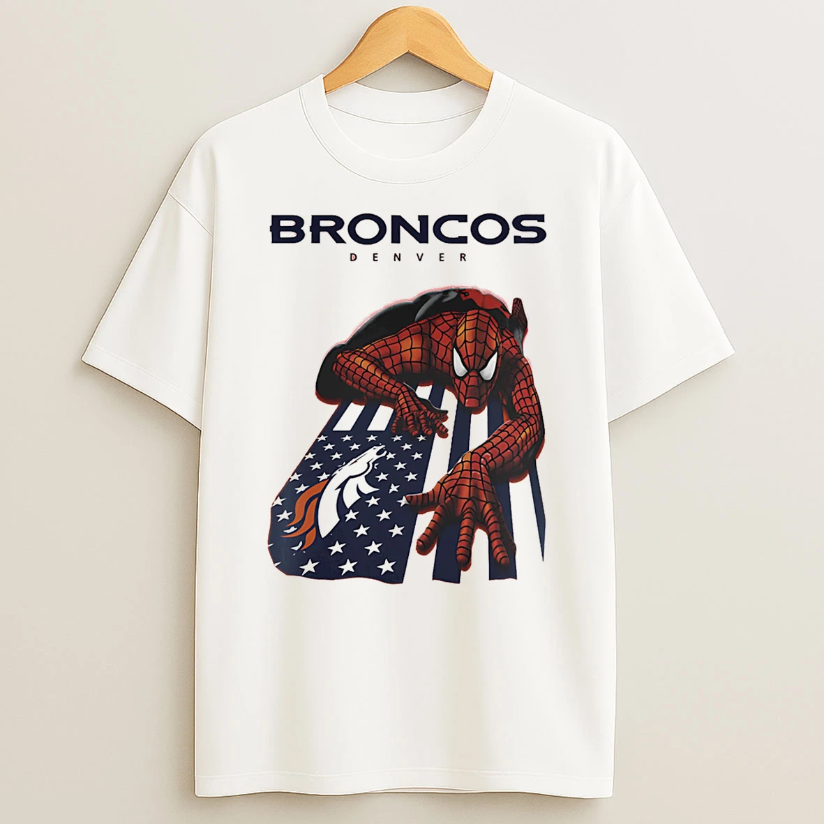 Denver Broncos Spiderman America Flag Tshirt Hoodie