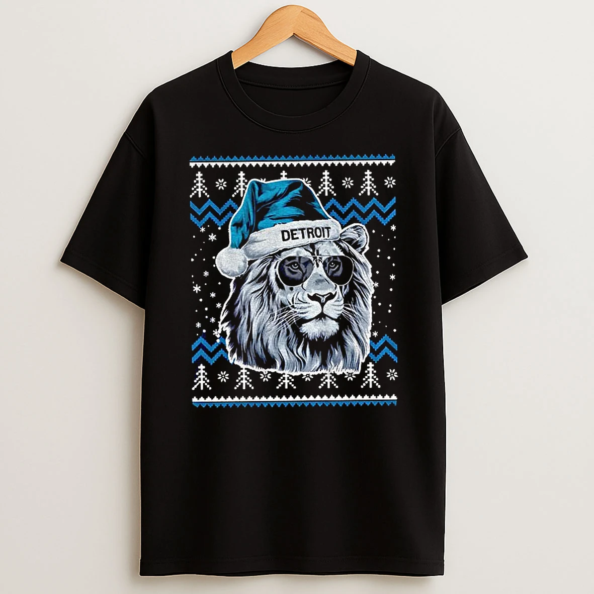 Detroit Football Mascot Ugly Pattern Vintage Christmas Tshirt Hoodie