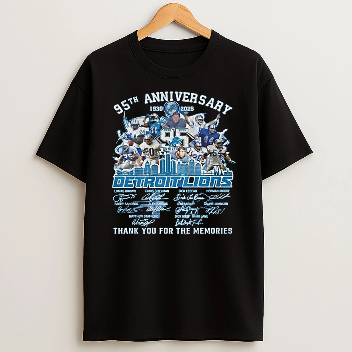 Detroit Lions Celebrating 95th Anniversary 1920 2025 Thank You For The Memories Signatures Tshirt Hoodie