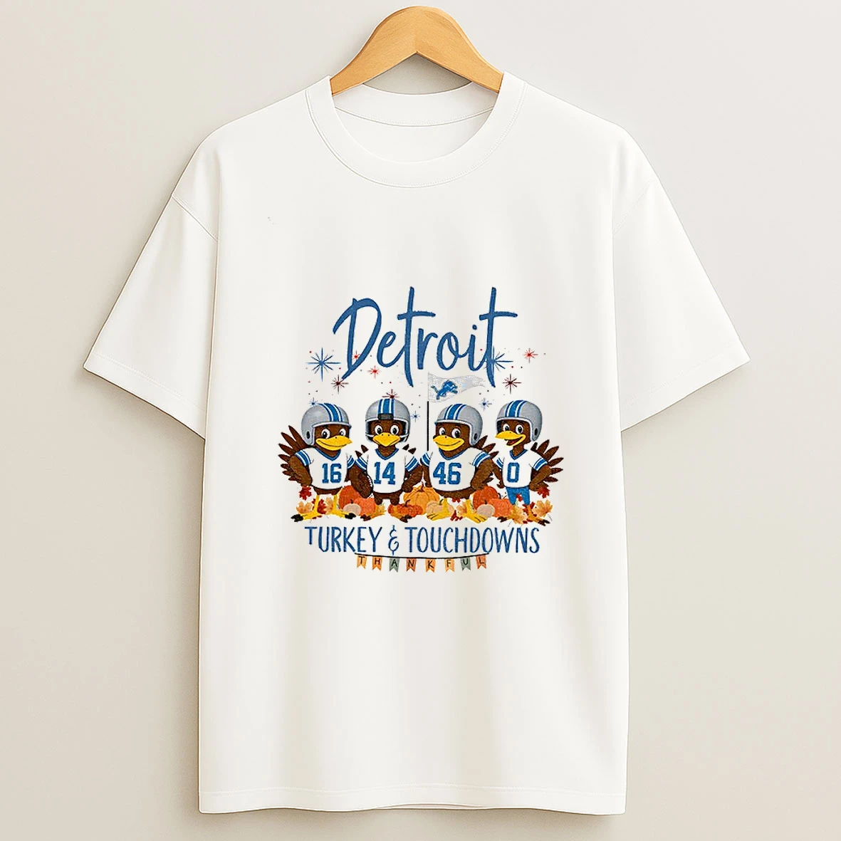Detroit Lions Football American Football Turkey And Touchdowns Thanksgiving Tshirt Hoodie