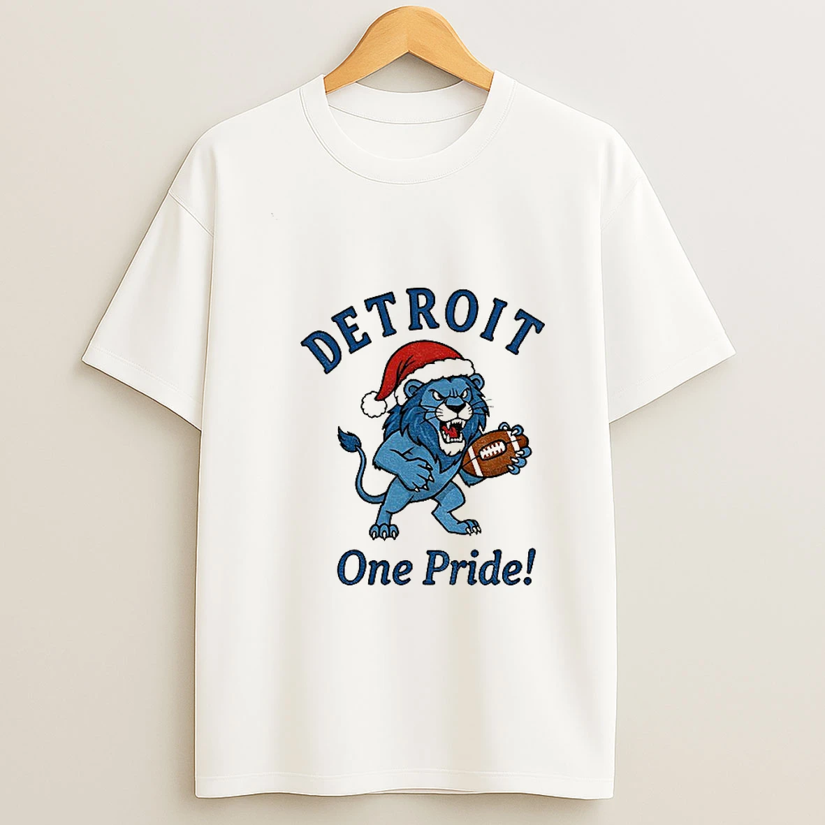 Detroit Lions Football Mascot Santa Hat Detroit One Pride Merry Christmas Tshirt Hoodie
