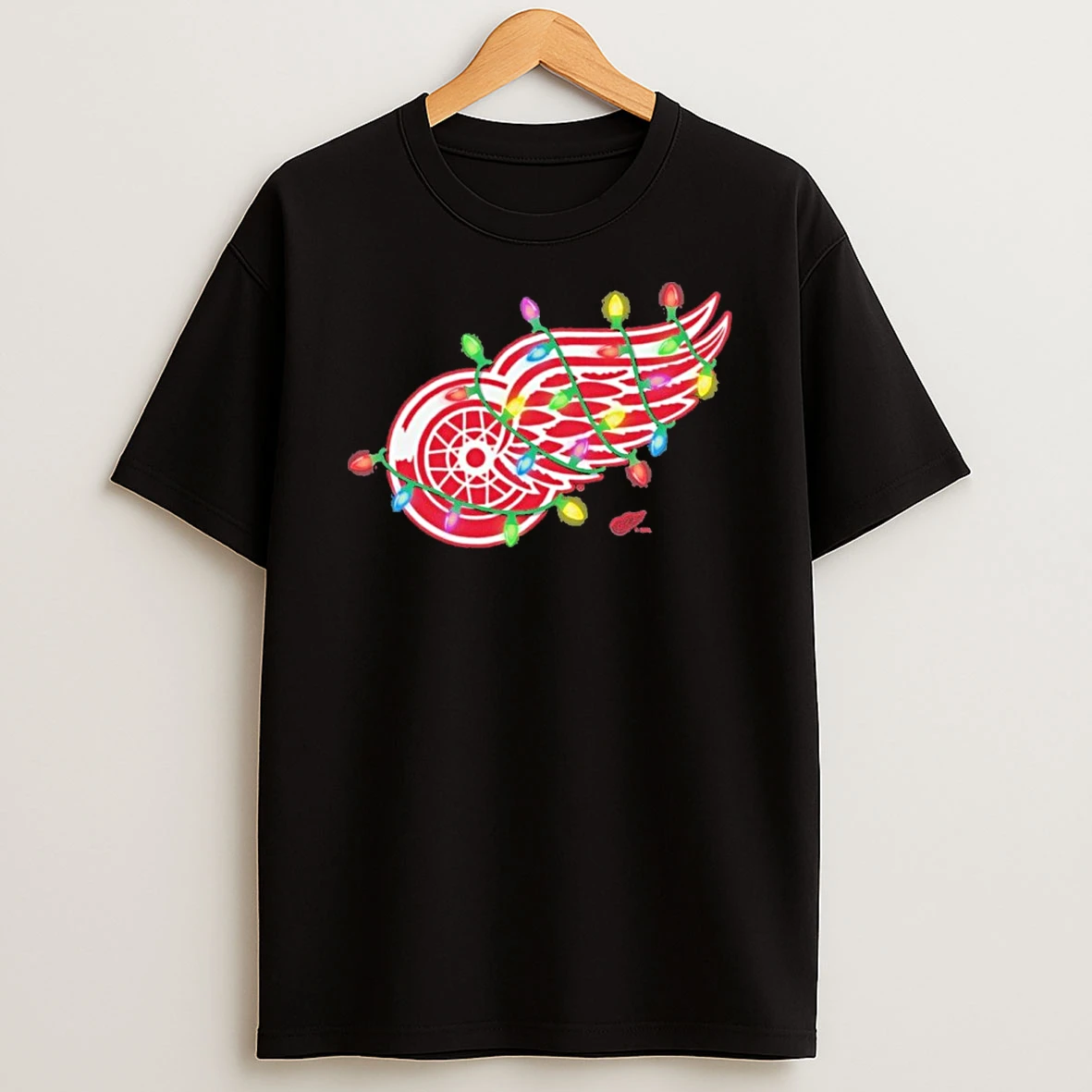 Detroit Red Wings Logo Lights Christmas Tshirt Hoodie