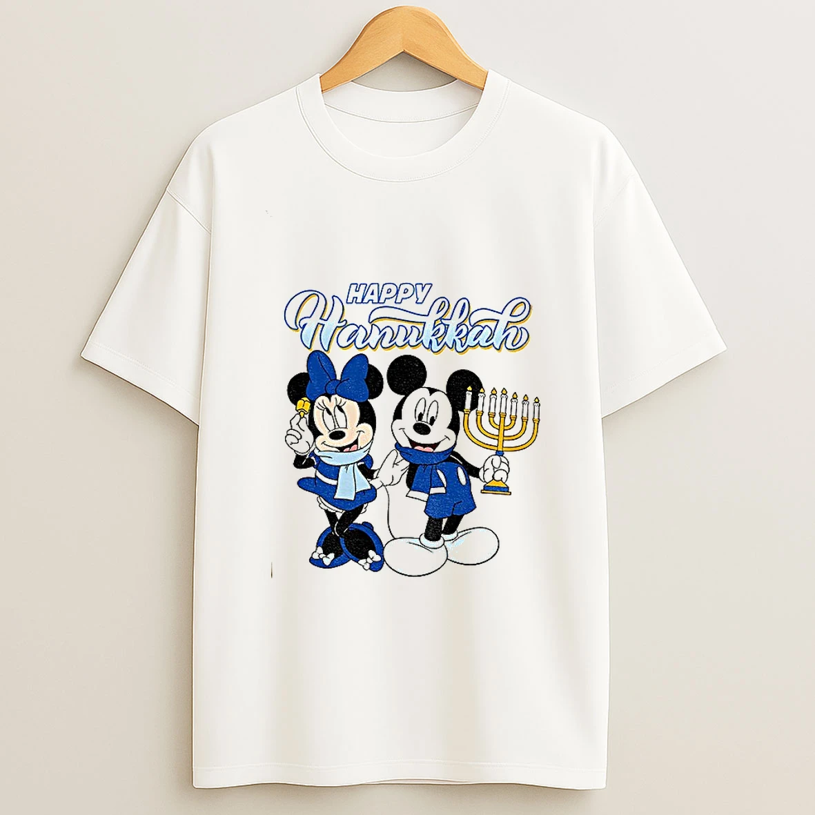 Disney Mickey And Minnie Mouse Happy Hanukkah Chanukah Menorah Dreidel Jewish Holiday Disneyland Christmas Tshirt Hoodie