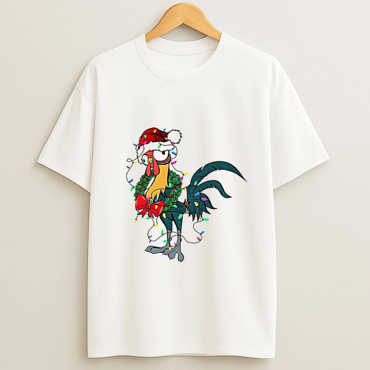 Disney Moana Santa Hei Hei Portrait Christmas Light Merry Xmas Tshirt Hoodie
