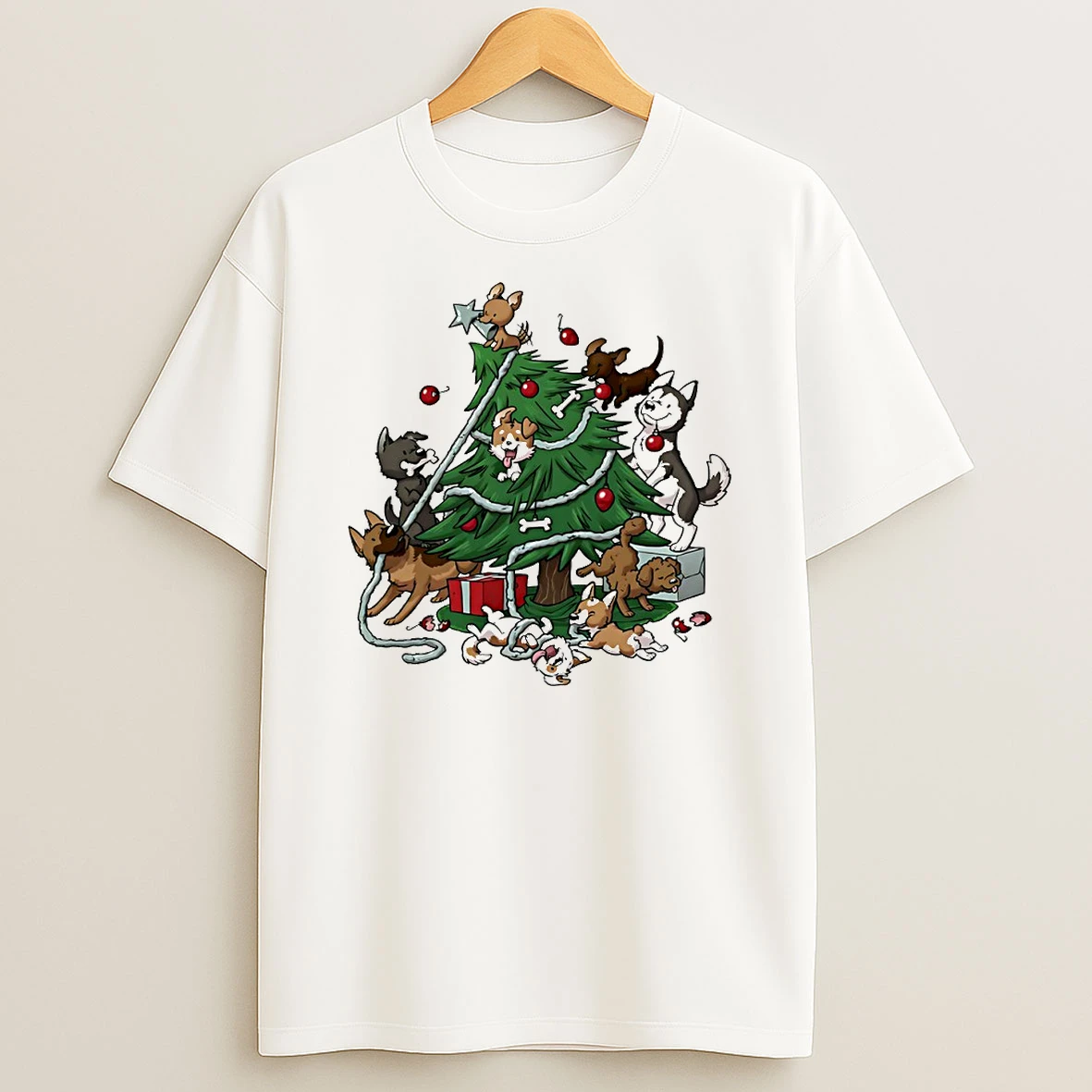 Dog Christmas Tree Circle Tshirt Hoodie