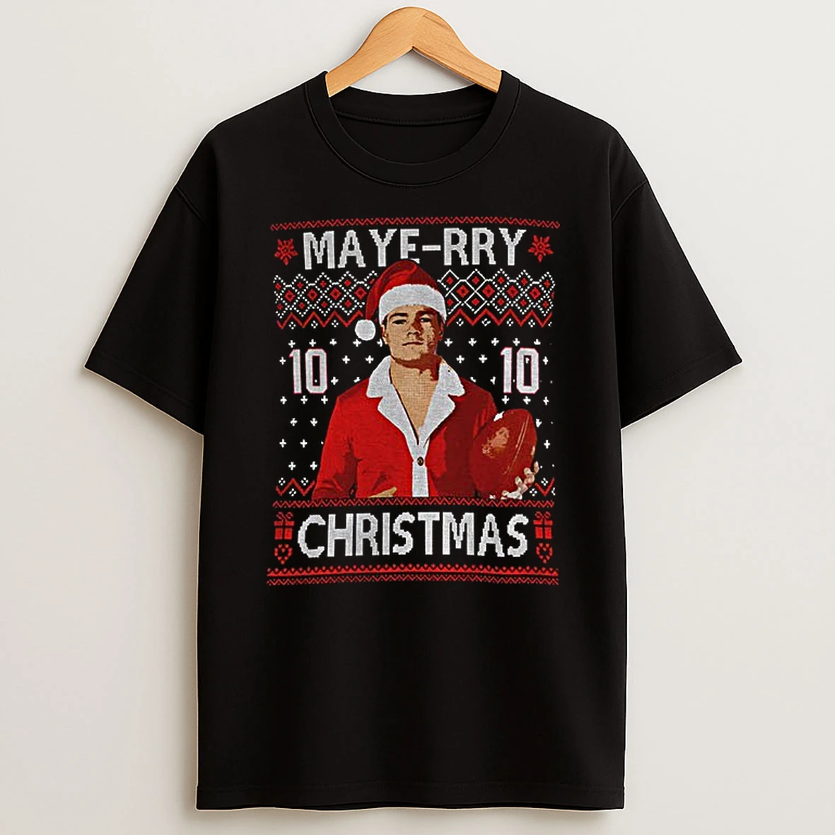 Drake Maye 10 England Patriot Maye Rry Ugly Christmas Tshirt Hoodie