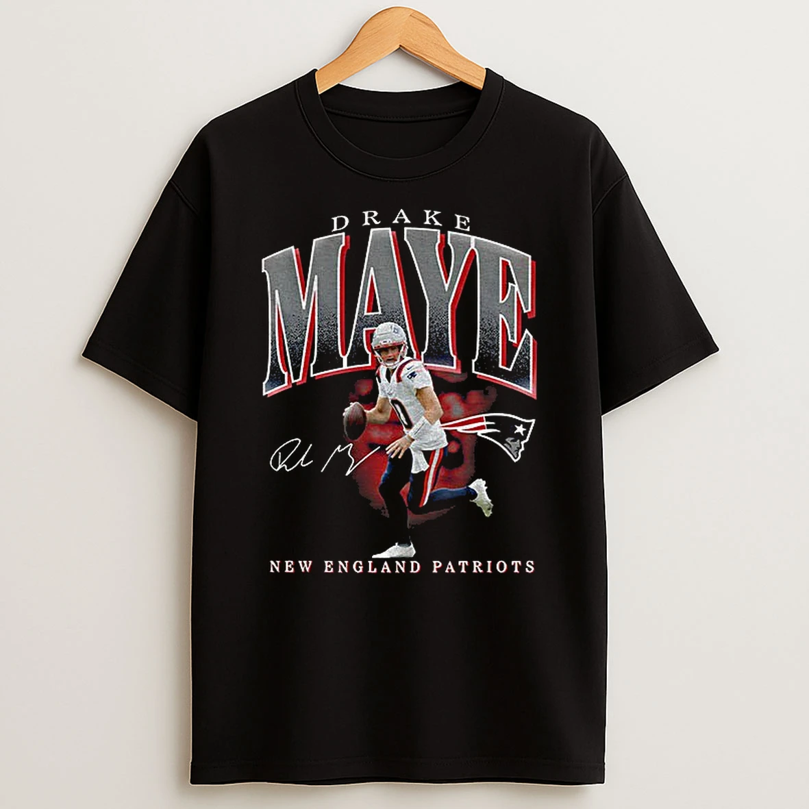 Drake Maye 10 New England Patriots Nfl Football Signature Game Day Tshirt Hoodie