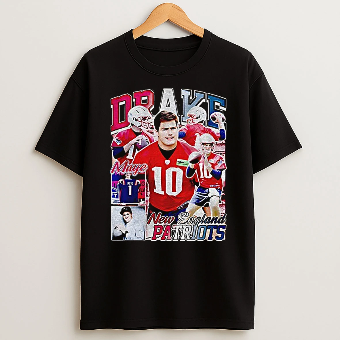 Drake Maye New England Patriots Nfl Football Collage Graphic Tshirt Hoodie
