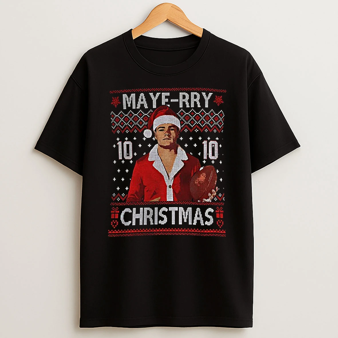 Drake Maye Santa Claus New England Patriots Nfl Football Maye Rry Christmas Tshirt Hoodie