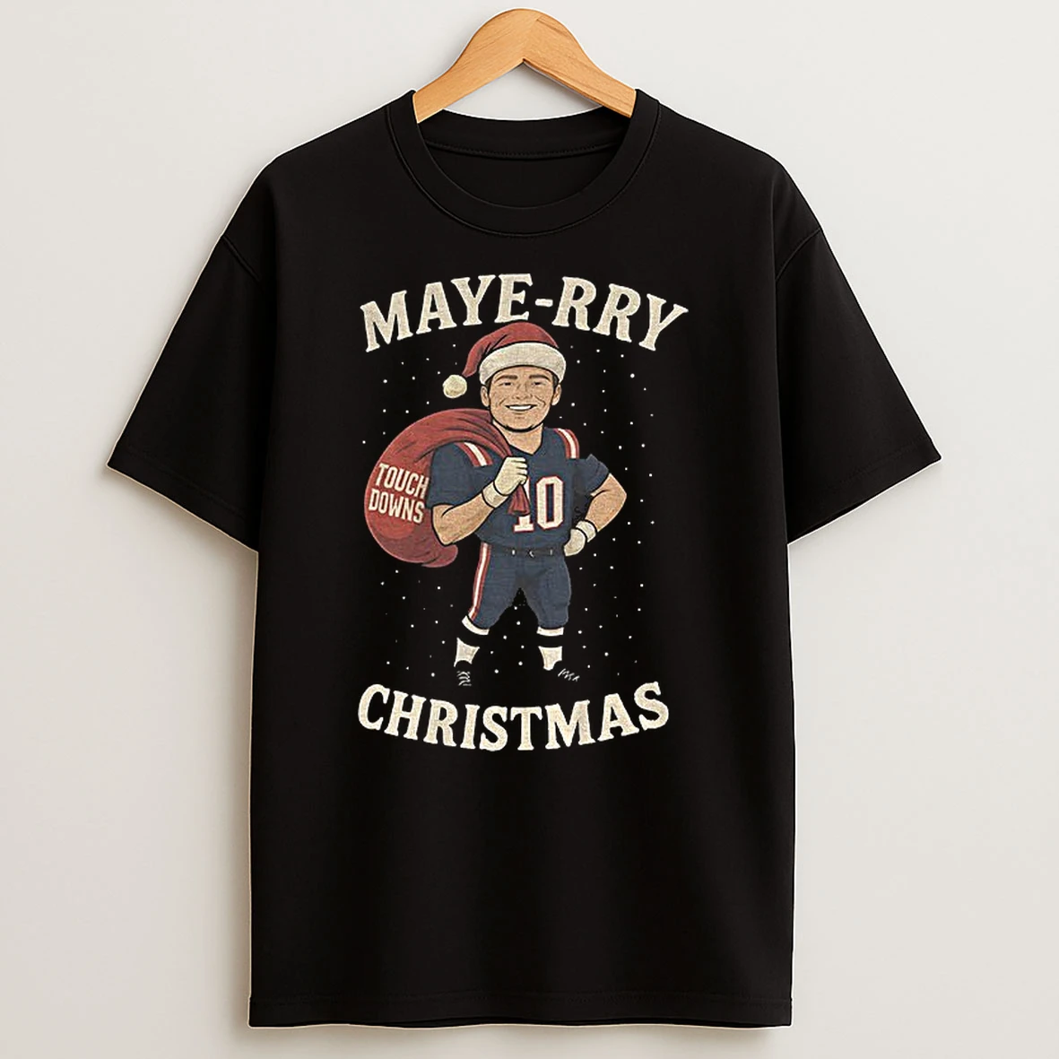 Drake Maye Santa Hat New England Patriots Football Nfl Maye Rry Christmas Tshirt Hoodie