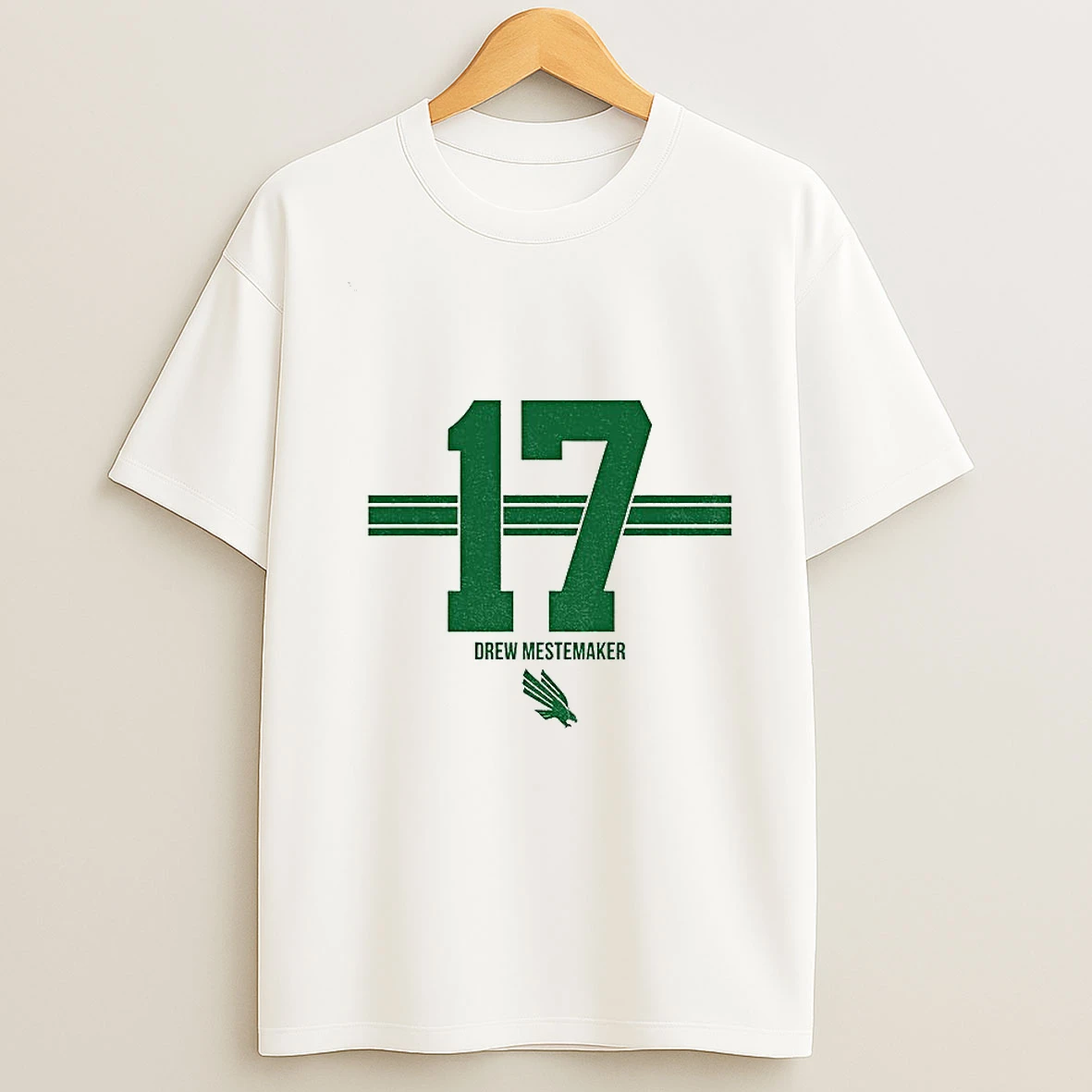 Drew Mestemaker 17 Stripe North Texas Mean Green Football Logo Tshirt Hoodie