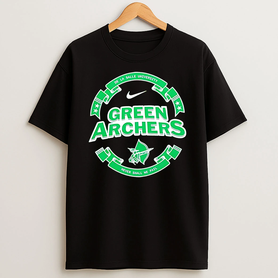 Dry De La Salle University Green Archers Never Shall We Fail Tshirt Hoodie