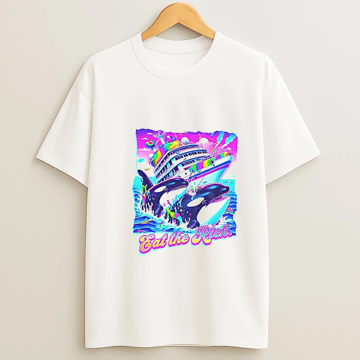Eat The Rich Orca Whale Retro Tshirt Hoodie