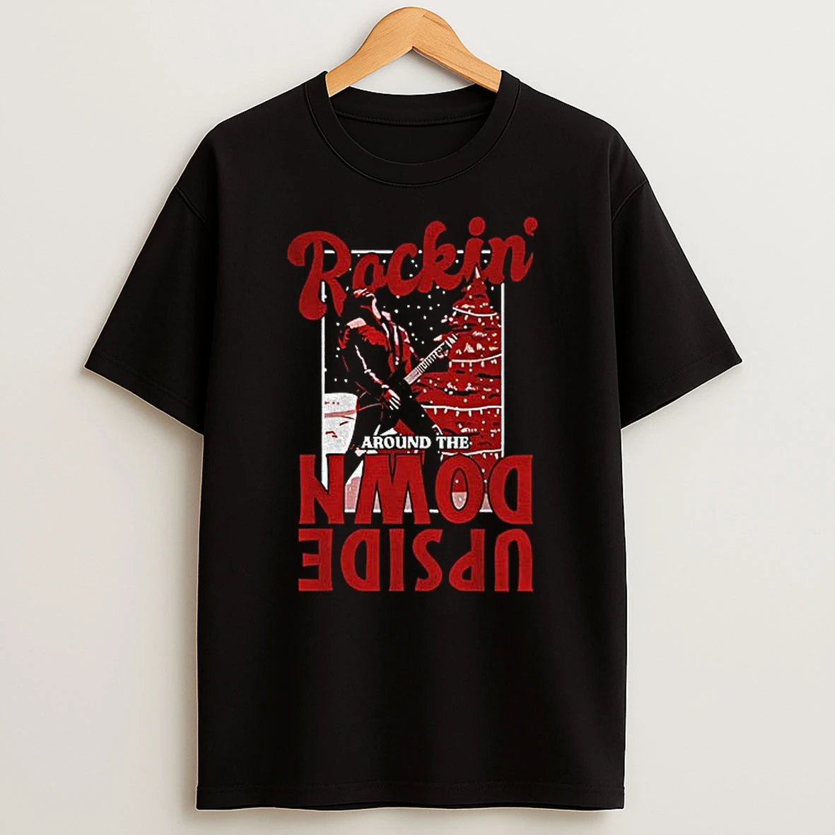 Eddie Munson Rockin Upside Down Stranger Things Merry Christmas Tshirt Hoodie