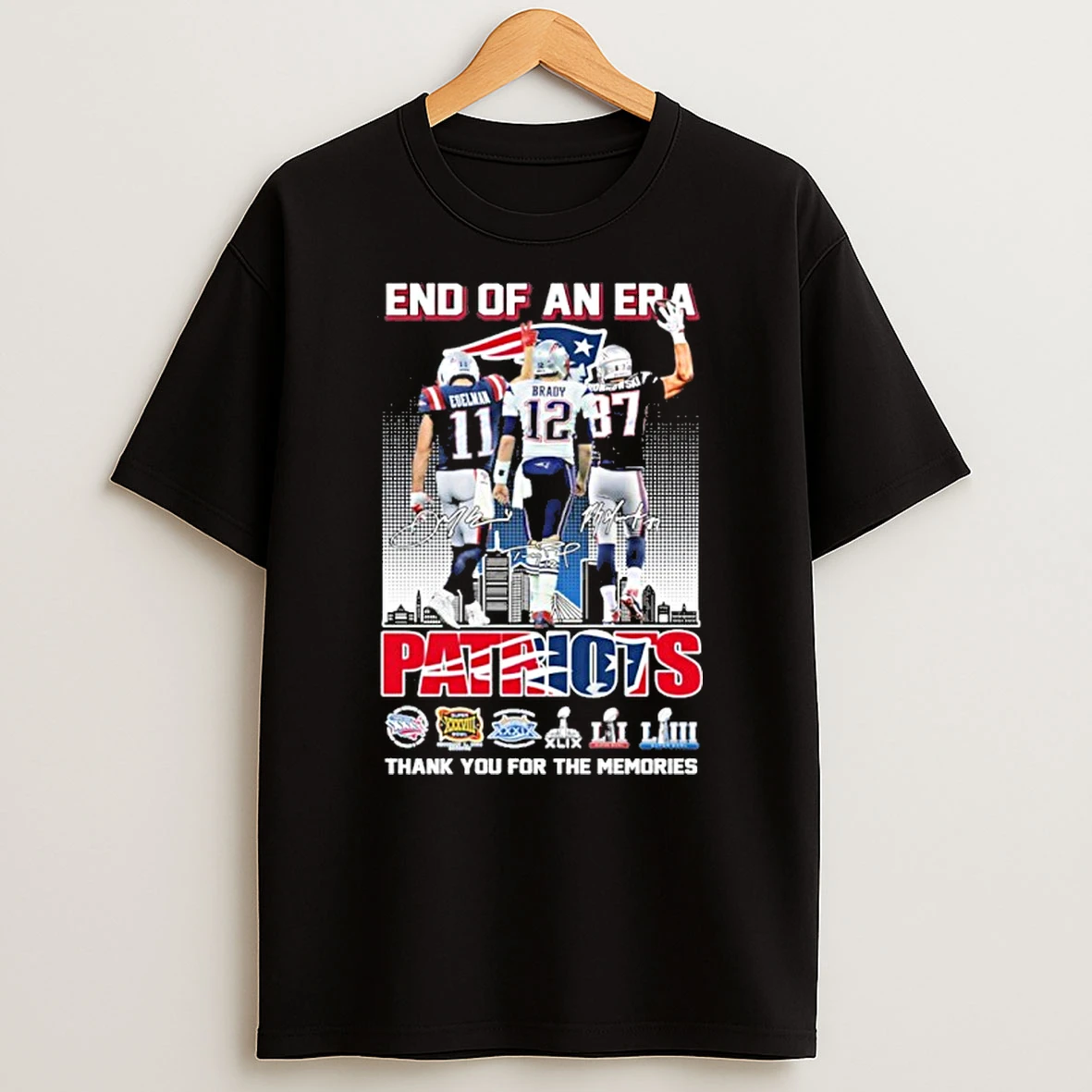 End Of An Era Rob Gronkowski Tom Brady And Edelman Patriots Thank You For The Memories Tshirt Hoodie