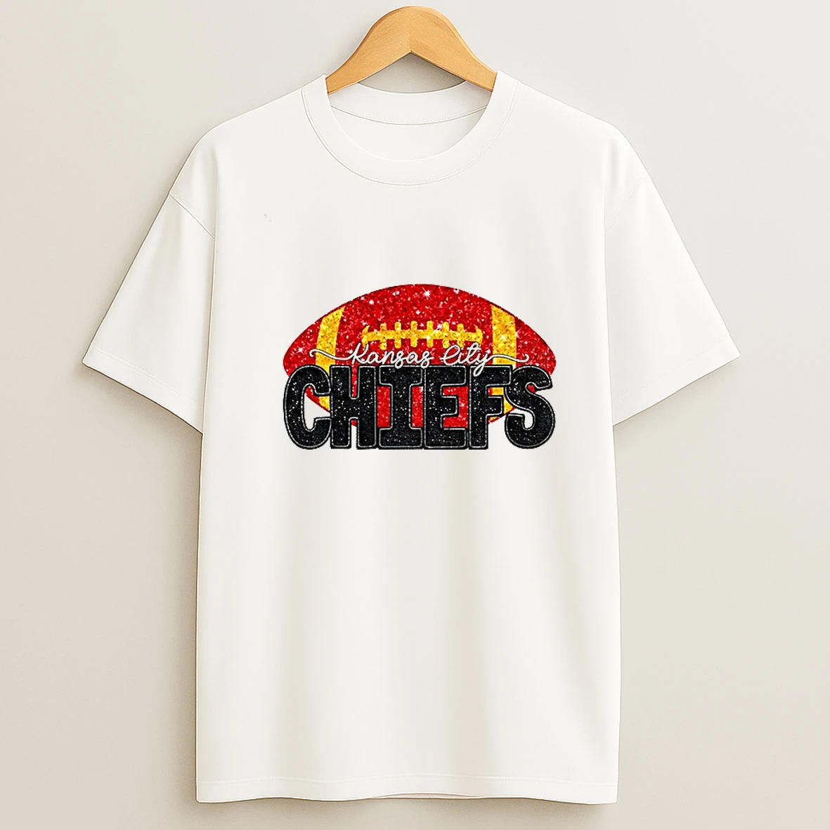 Faux Glitter Kansas City Chiefs Nfl Football Game Day Gift For Fan Tshirt Hoodie