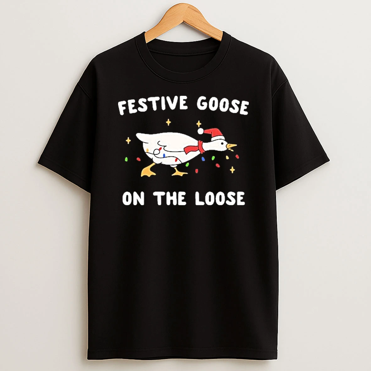 Festive Goose On The Loose Tshirt Hoodie