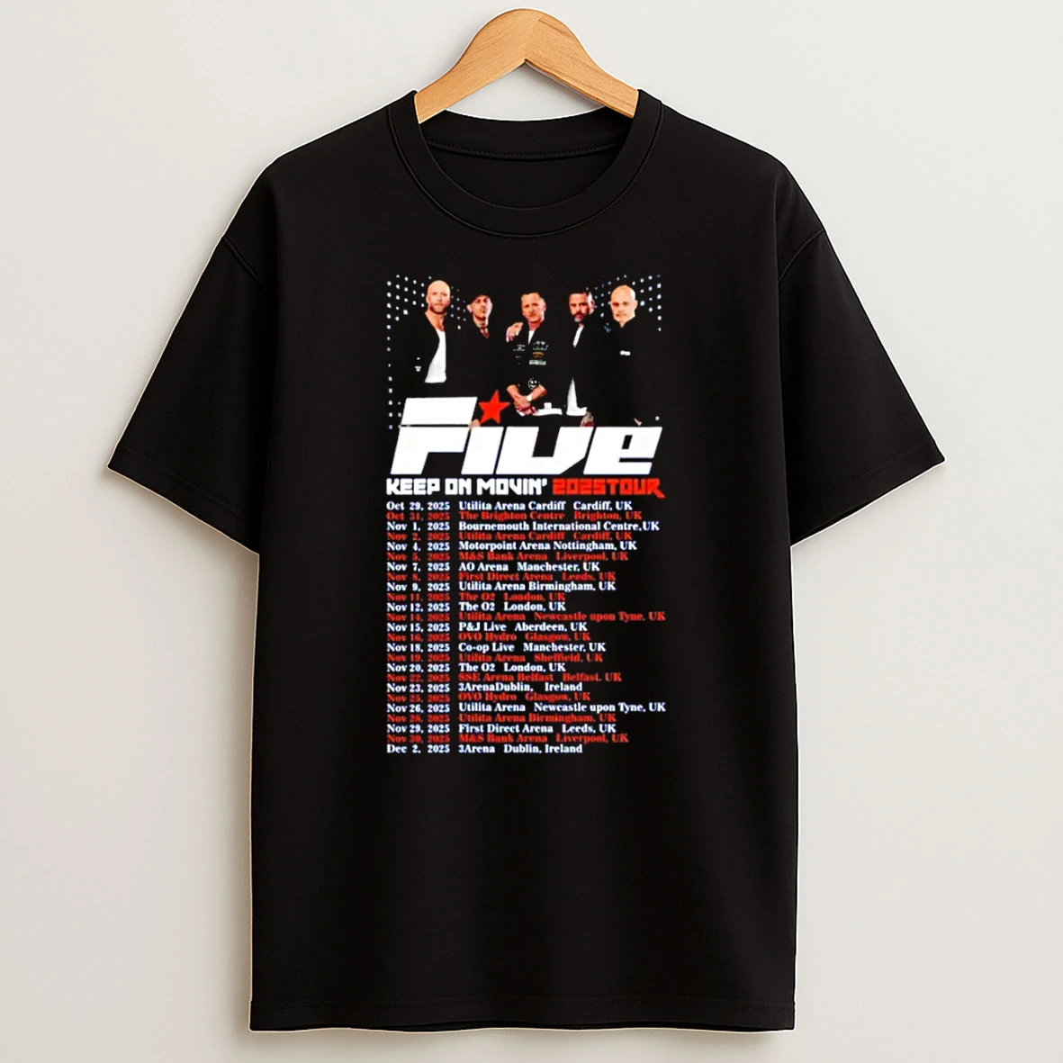 Five Band Keep On Movin 2025 Tour World Tour Tshirt Hoodie