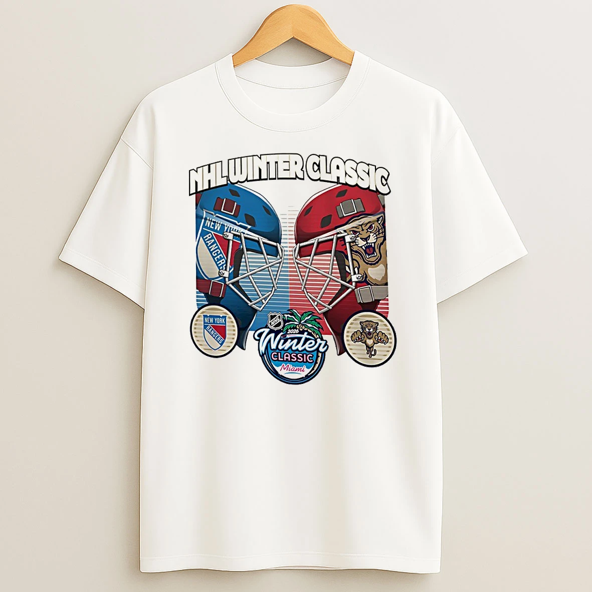Florida Panthers Vs New York Rangers 2026 Nhl Winter Classic Matchup Helmet Circle Tshirt Hoodie