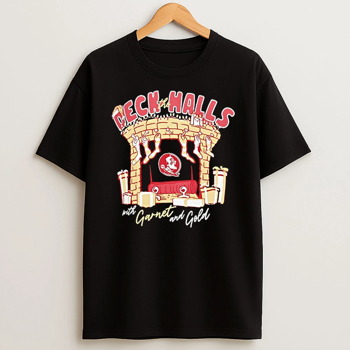 Florida State Seminoles Deck The Halls With Garnet And Gold Christmas Tshirt Hoodie